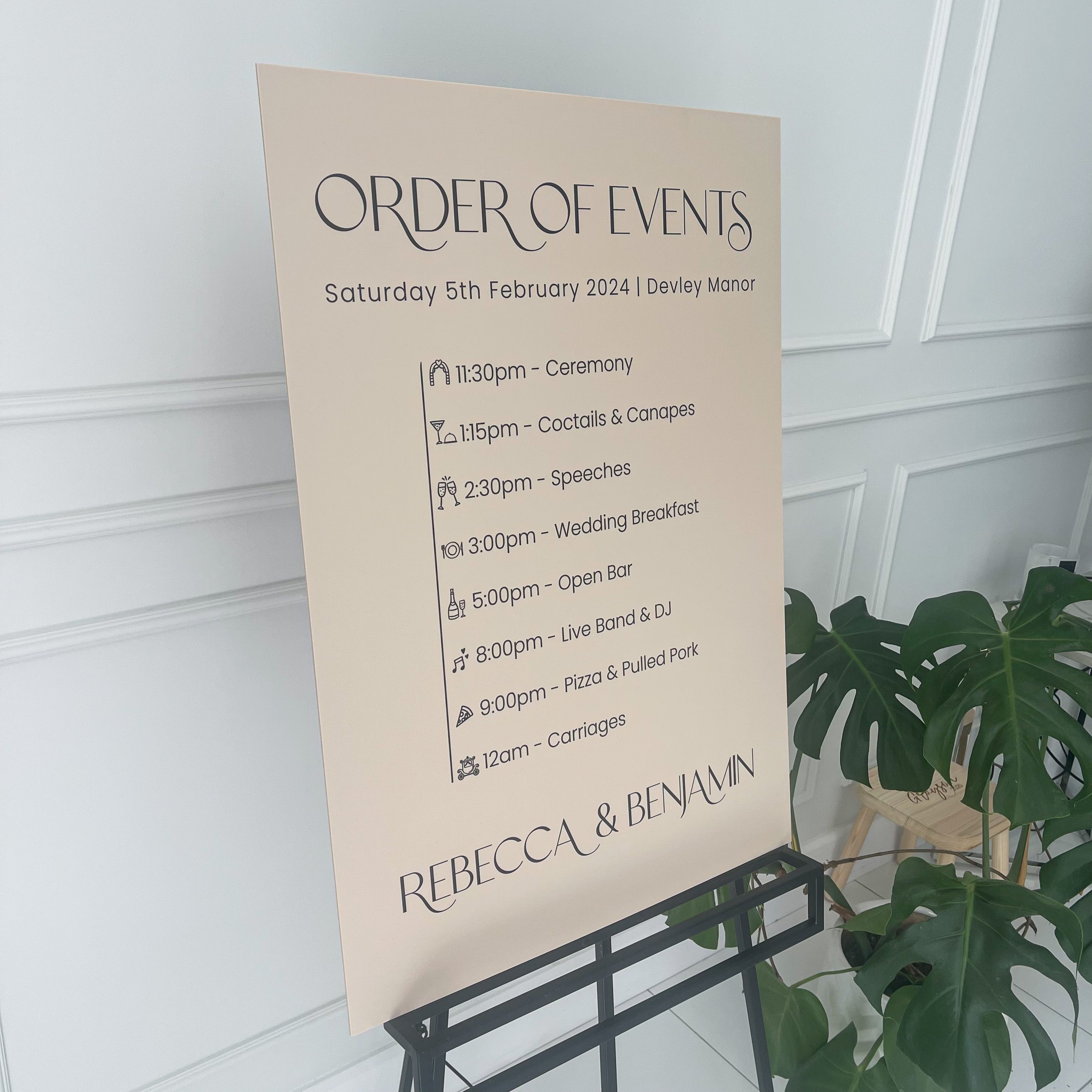 Luxury Acrylic Wedding Timeline Sign