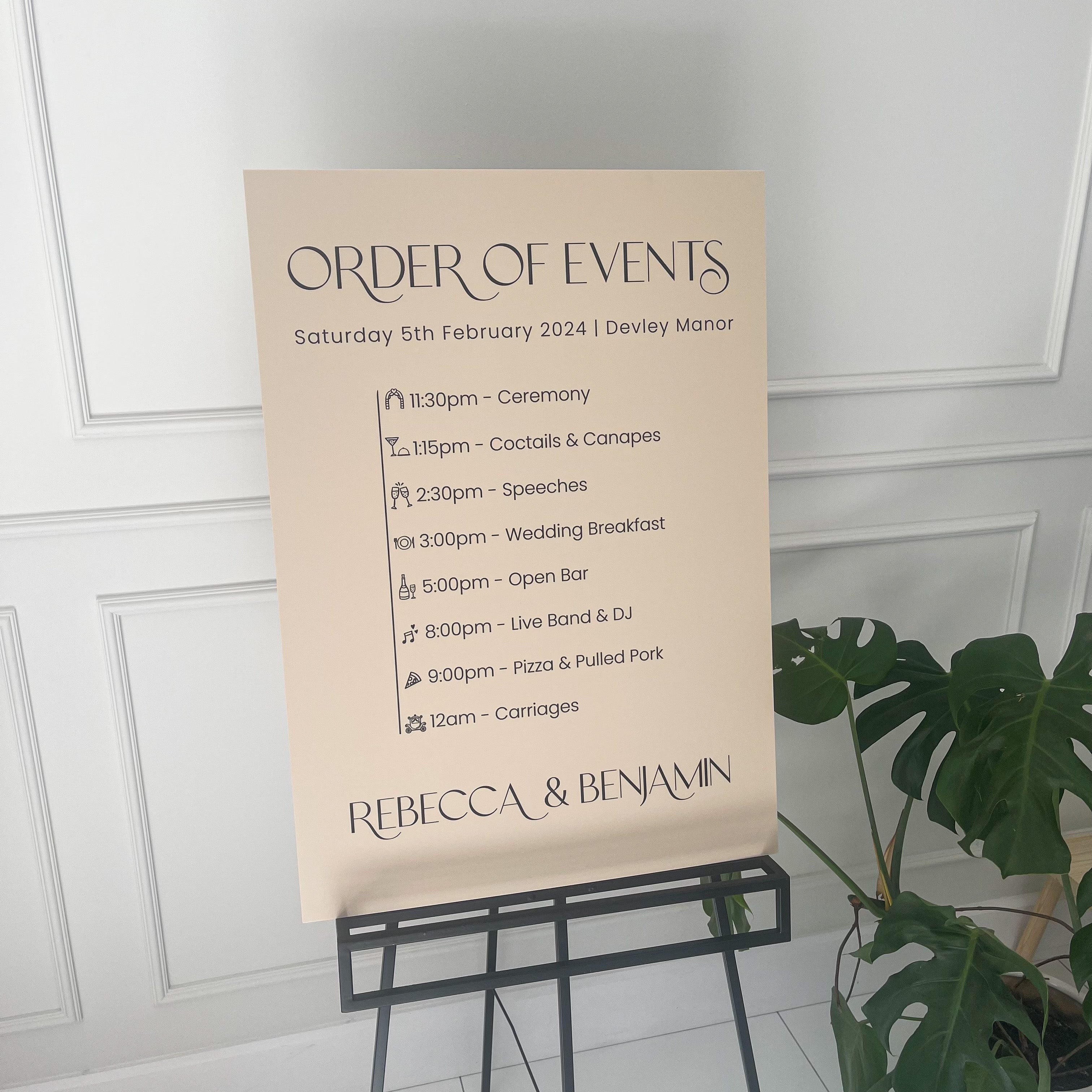 Personalised Wedding Timeline Sign