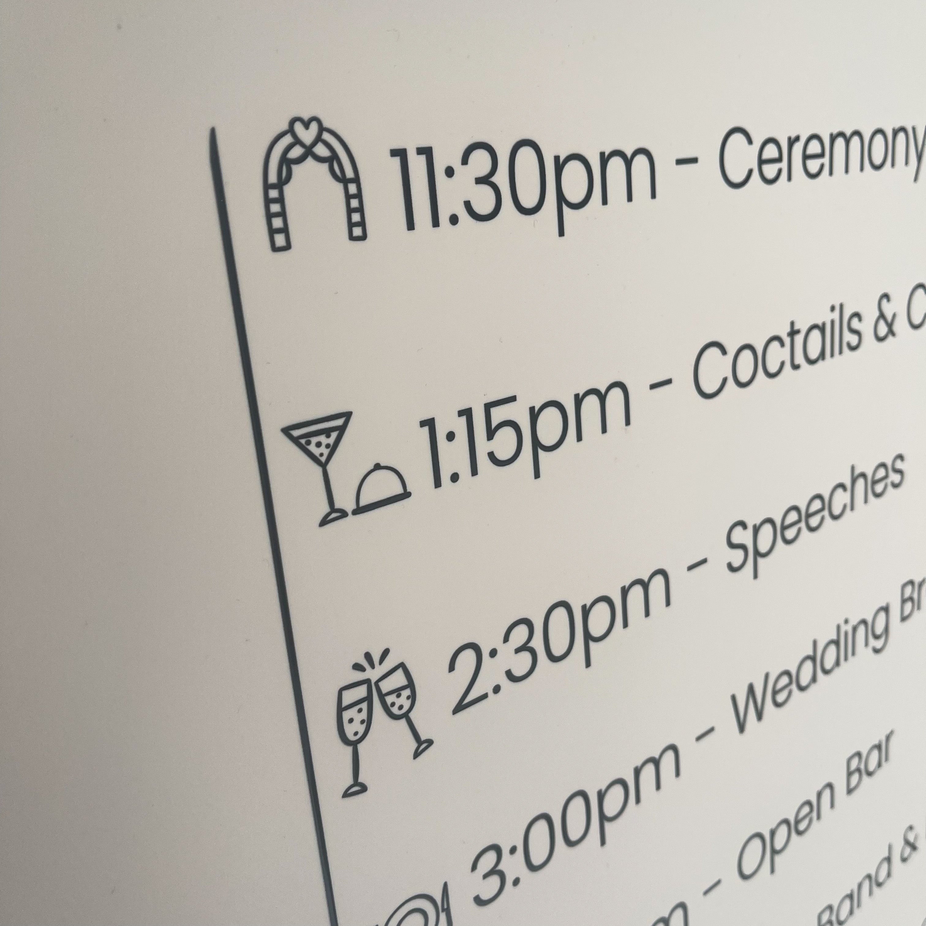 Wedding Order Of The Day Sign