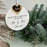 First Christmas Married Personalised Bauble