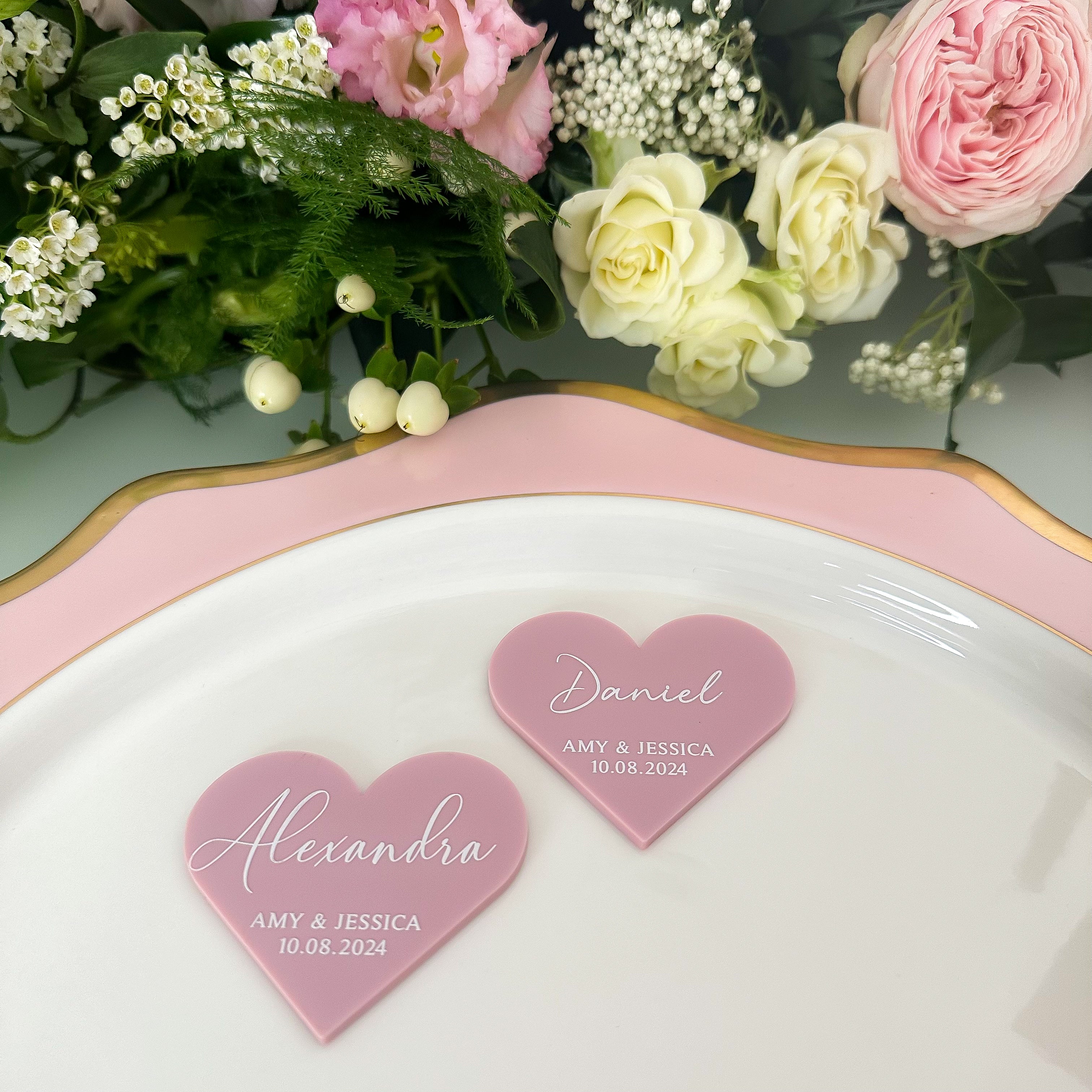 Bridgerton Themed Dusky Pink Wedding Place Names