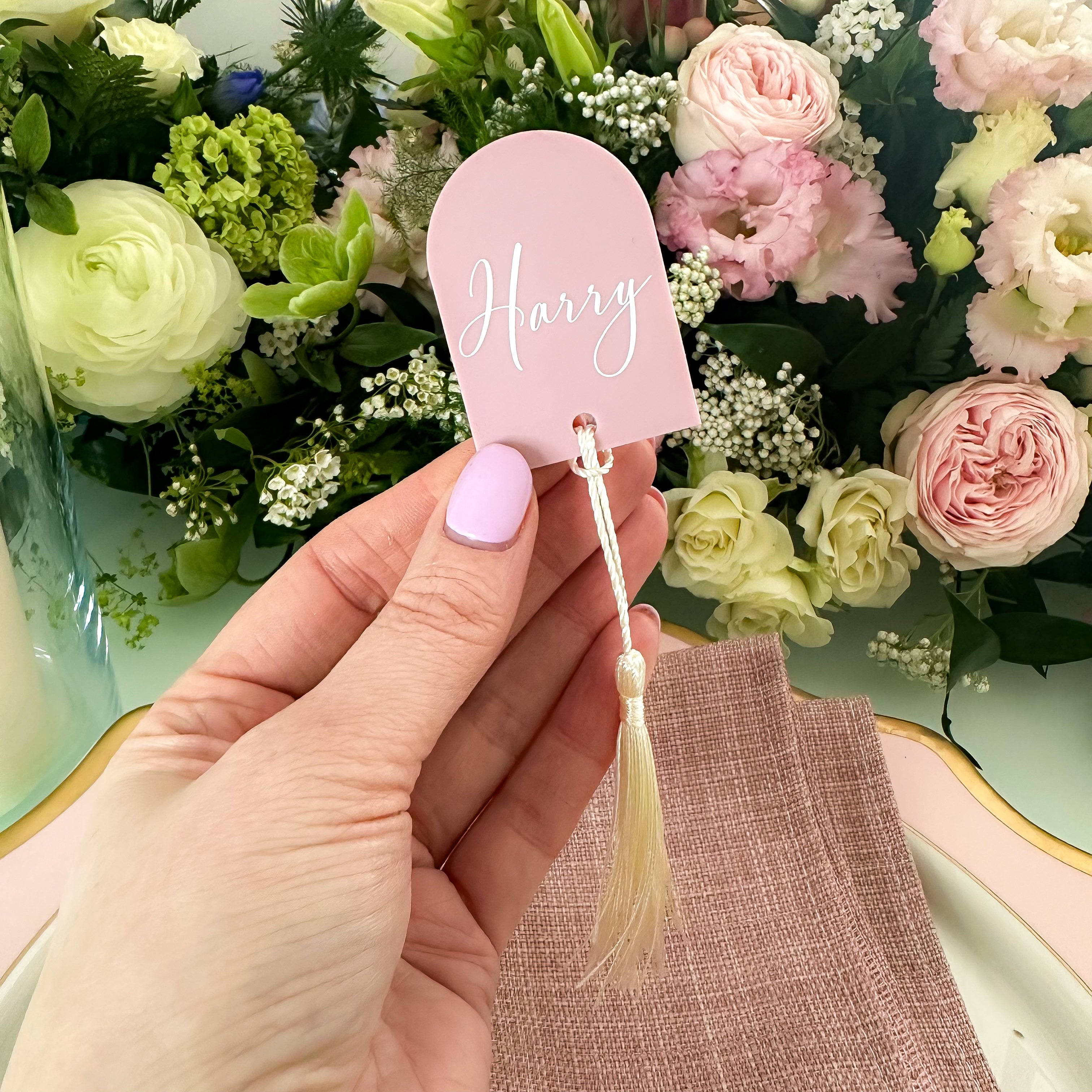 Bridgerton Themed Dusky Pink Wedding Place Names