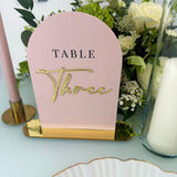 Luxury Nude Wedding Table Numbers with Mirror Accents