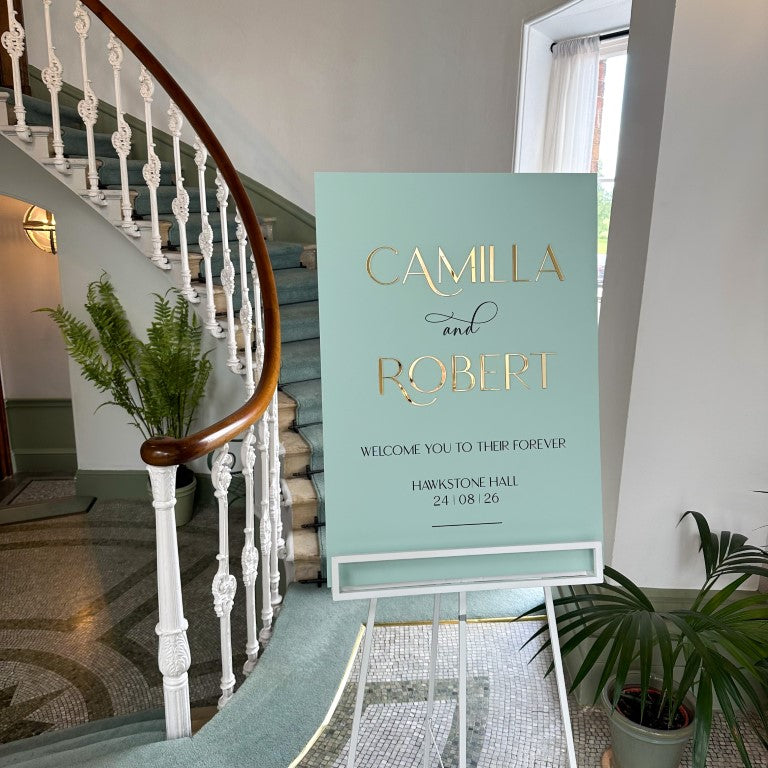 Green & Gold Personalised Wedding Welcome Sign