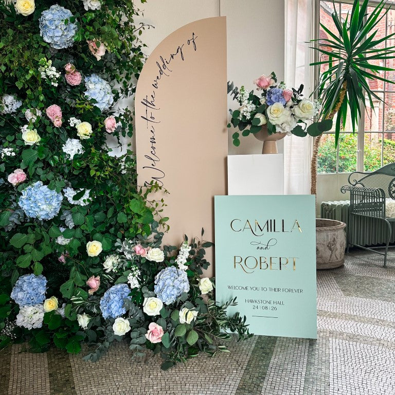 Green & Gold Personalised Wedding Welcome Sign