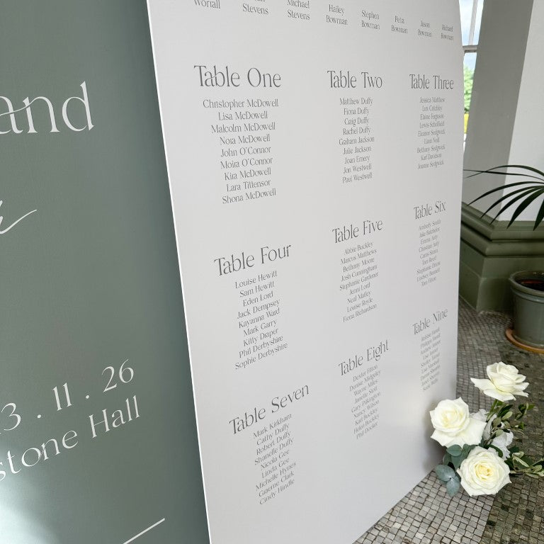 Personalised Wedding Seating Chart & Welcome Sign