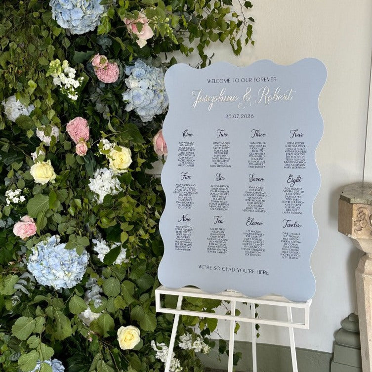 Blue & Silver Wedding Table Plan
