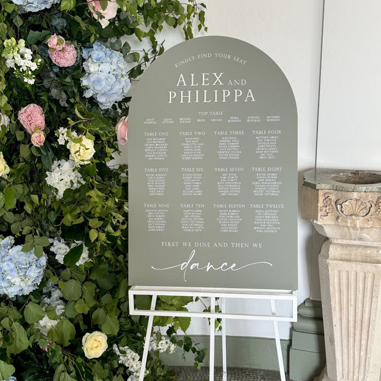 Personalised A1 Sage Green Wedding Seating Planner