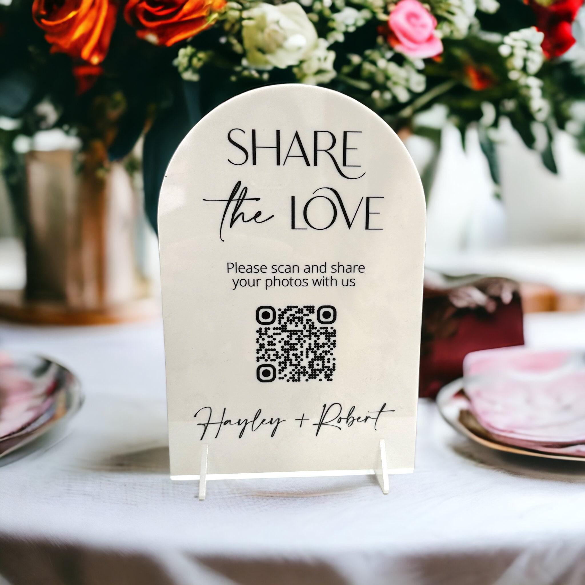 Wedding Photo Sharing QR Code Plaque