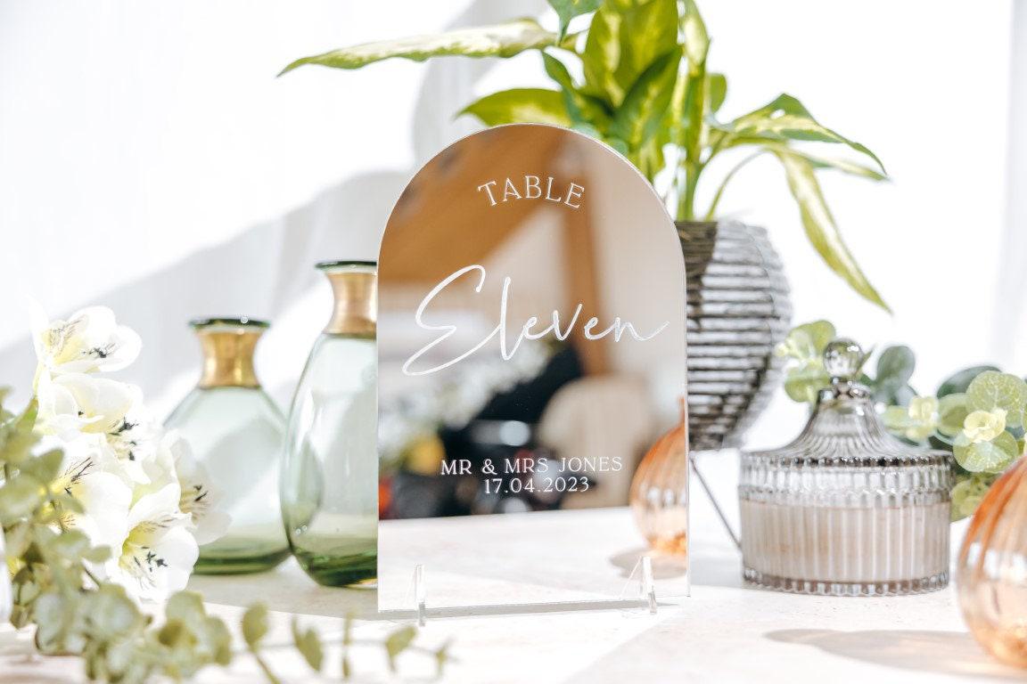 Dome Top Personalised Wedding Table Numbers