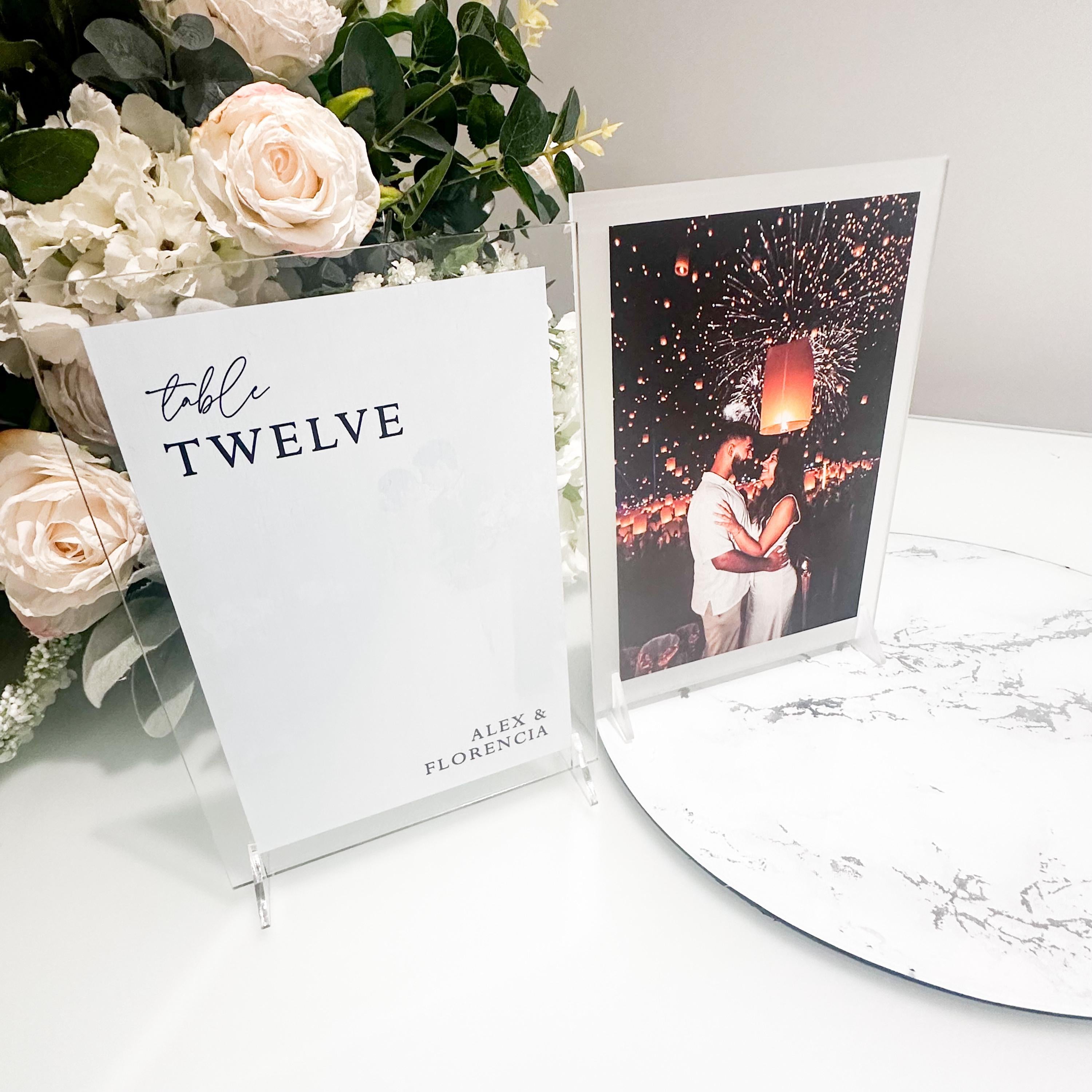 Double Sided Couples Portrait Personalised Wedding Table Names