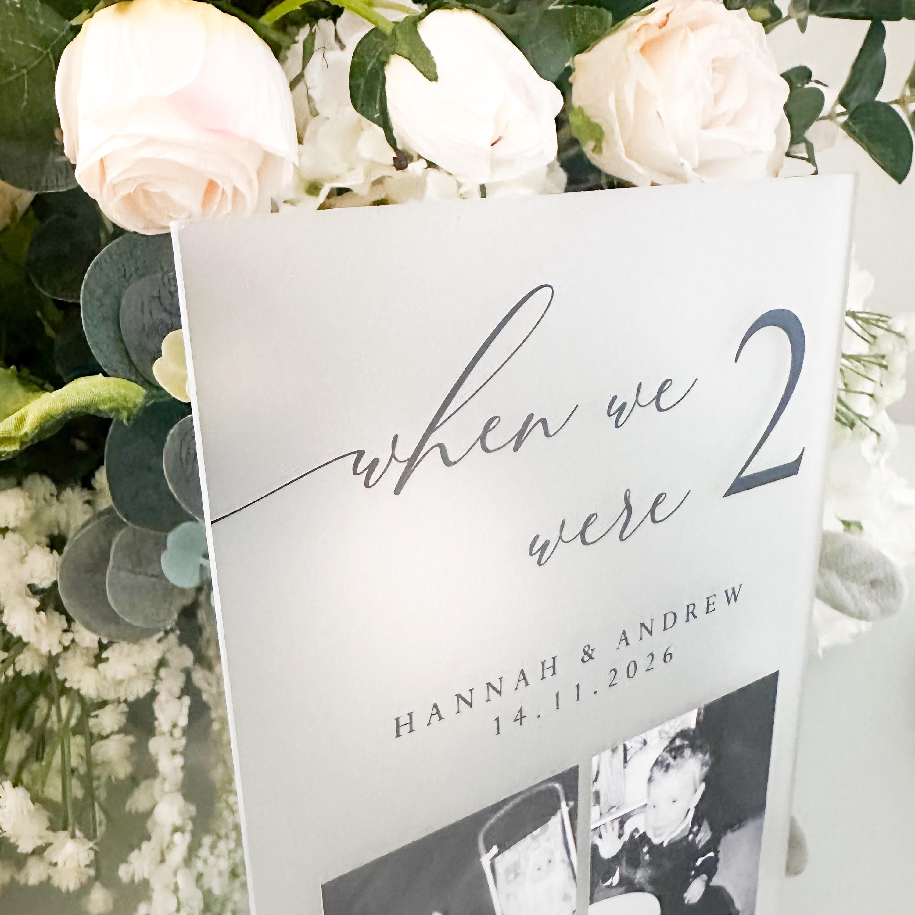 When We Were 2, Baby Photo Personalised Wedding Table Numbers