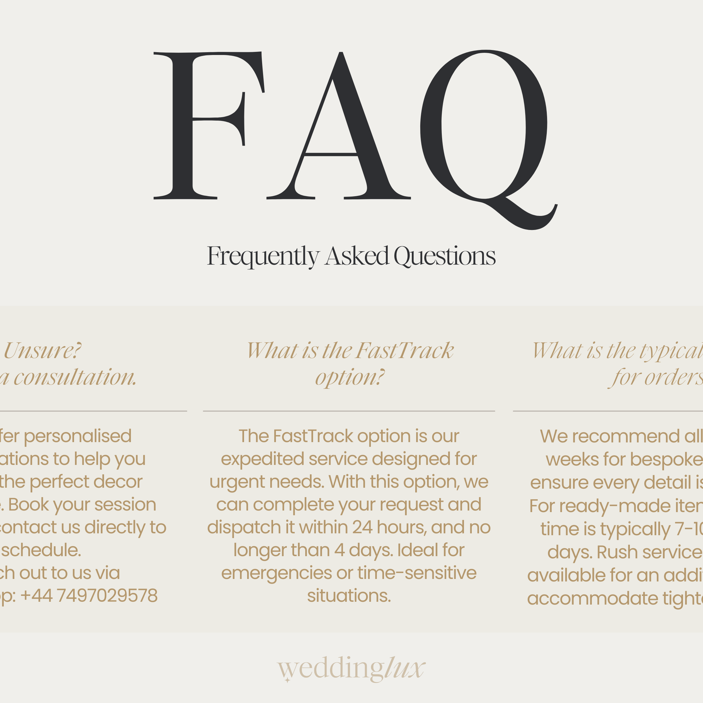 a series of frequently asked questions about a service, with three options listed for customers to choose from.