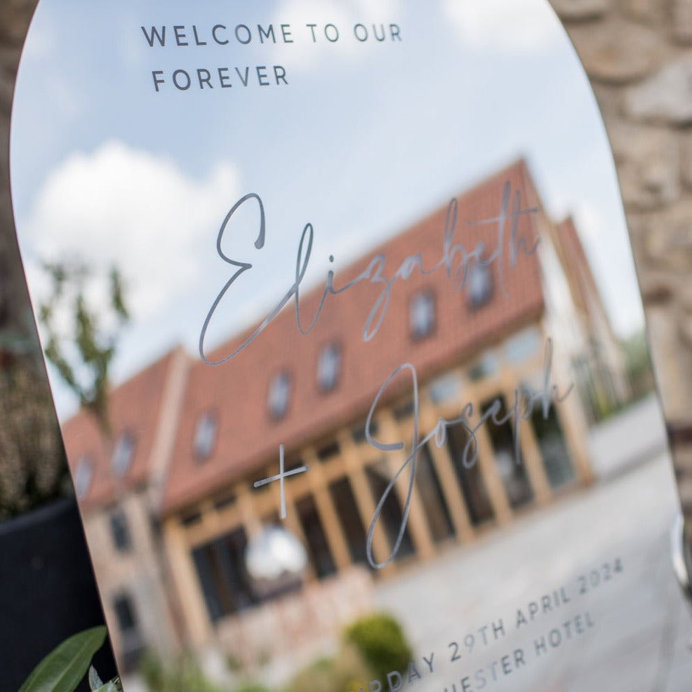 Luxury Silver Mirror Wedding Welcome Sign