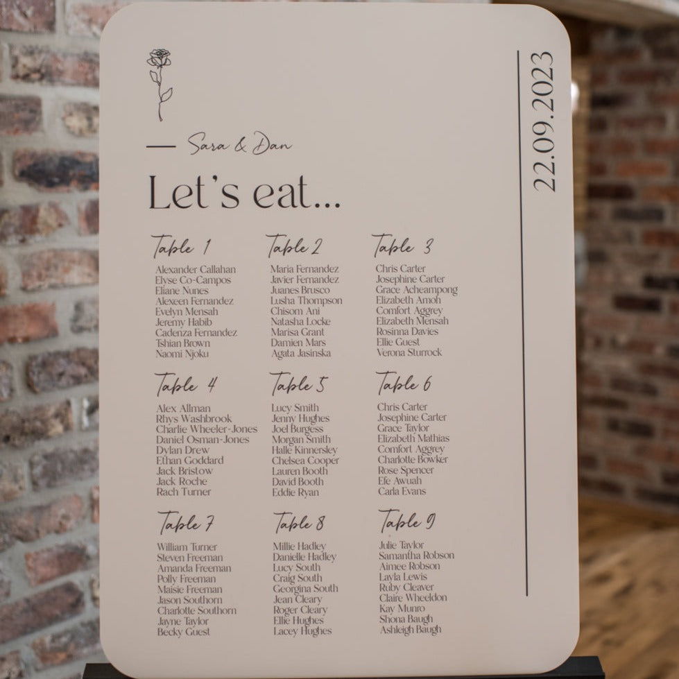 Natural Stone Wedding Table Plan