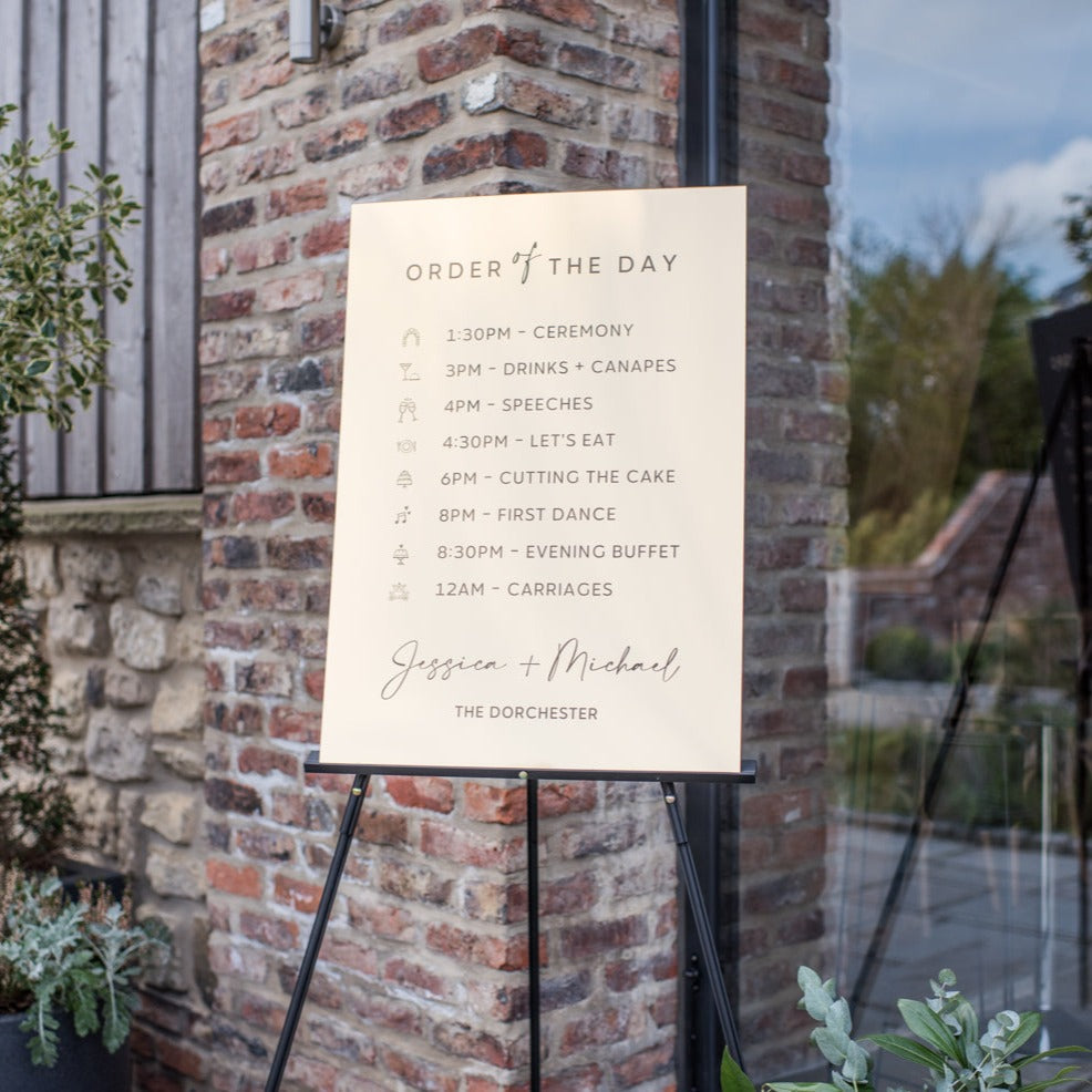 Gold Mirror Engraved wedding Order Of The Day Sign