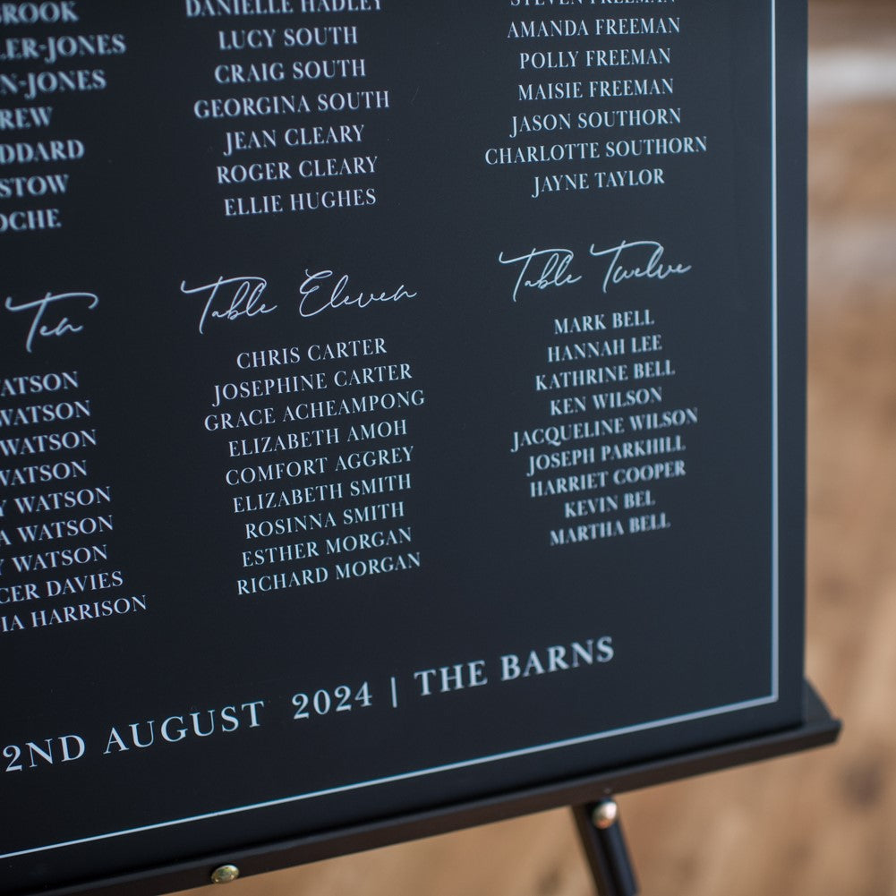 Luxury Black & White Wedding Table Plan