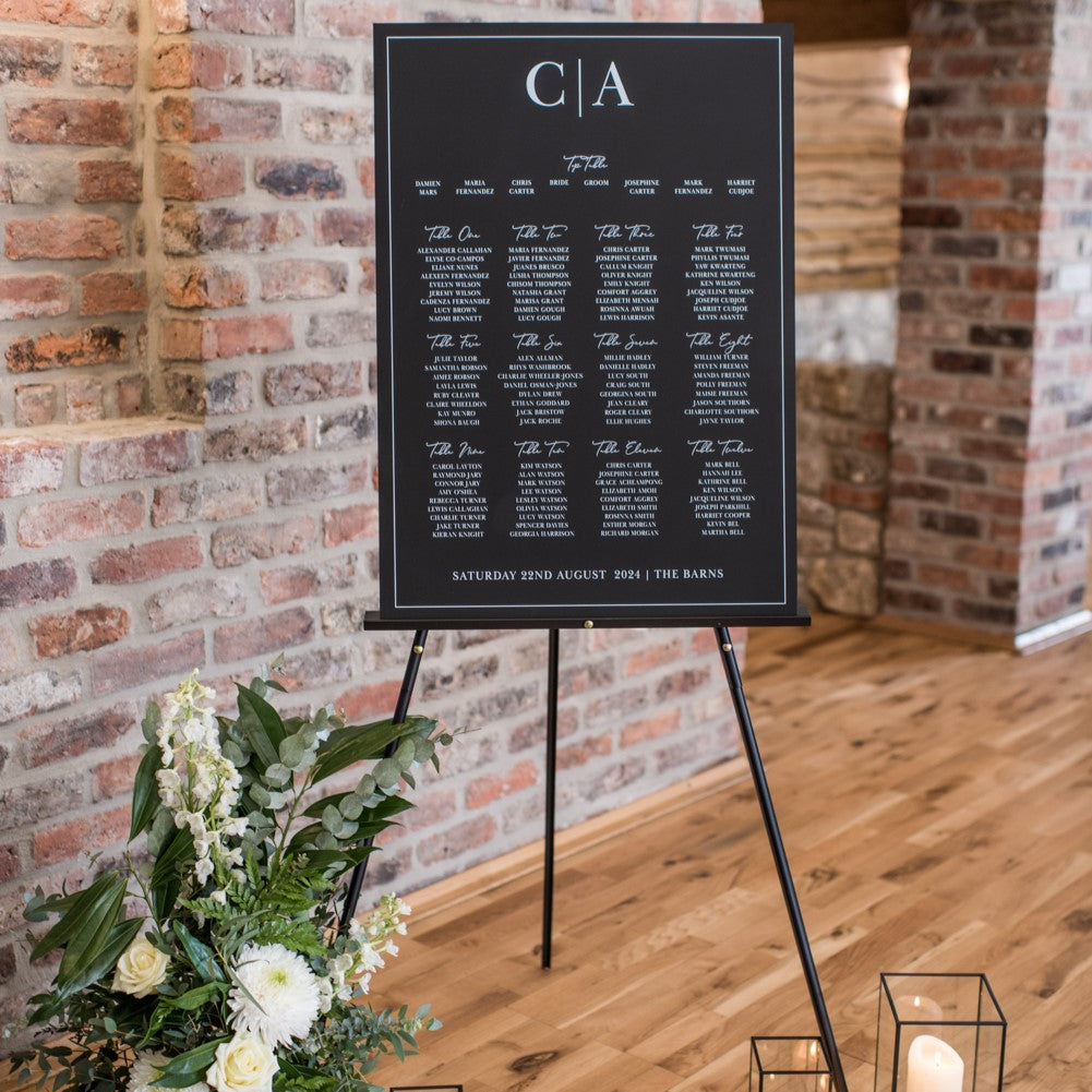 Black & White Wedding Table Plan