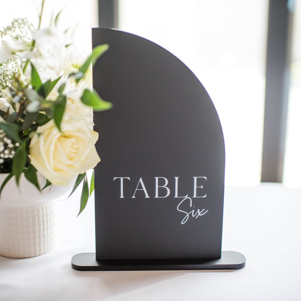 Black & White Dome Top Wedding Table Numbers