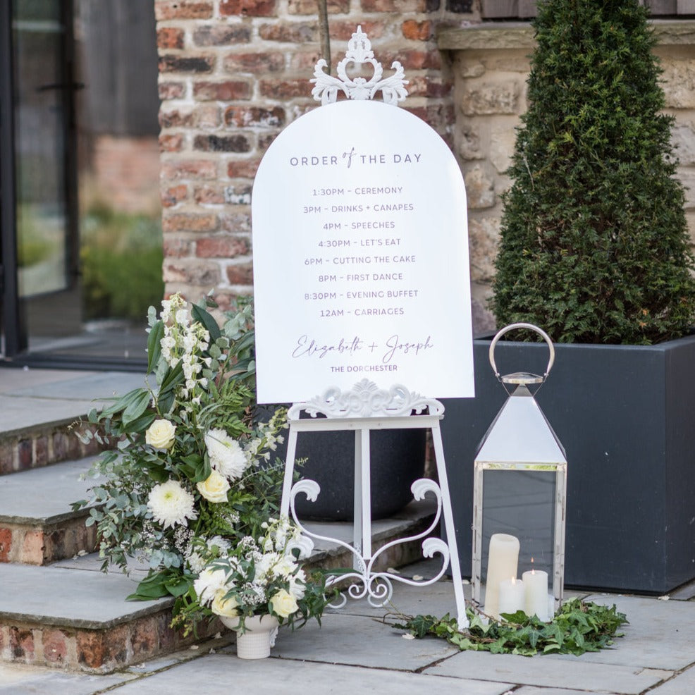 Dome Top Wedding Order Of The Day Sign