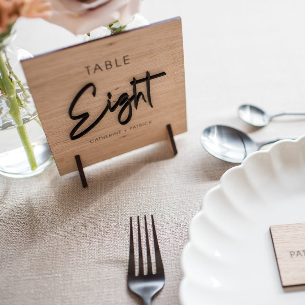 Personalised Wood & Black Square Table Numbers