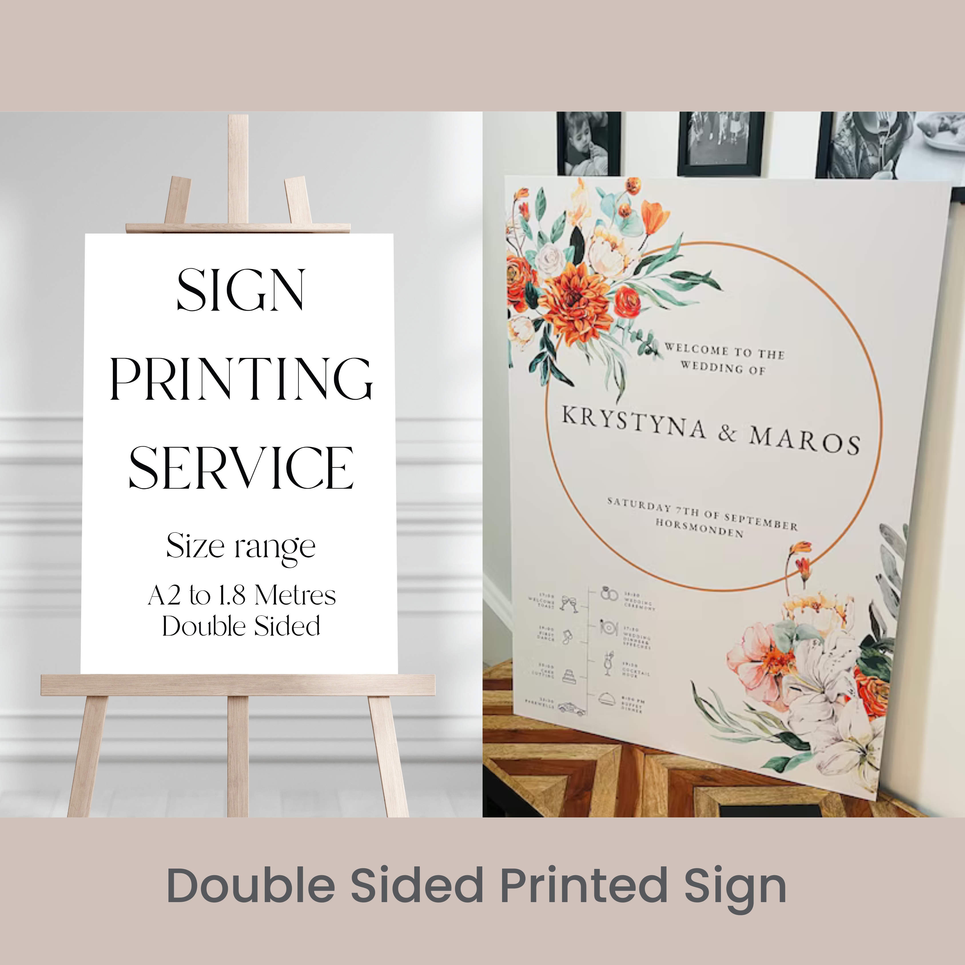 Double Sided Print Your Own Wedding Signs