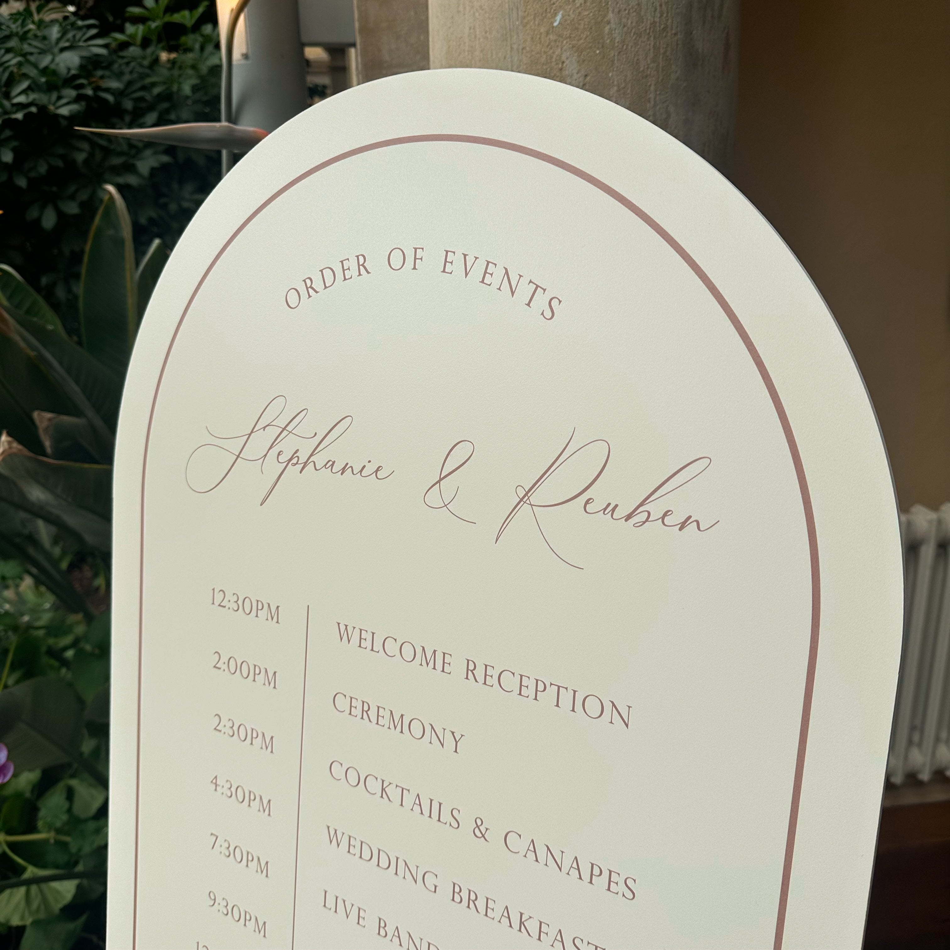 Pantone Inspired Ivory Wedding Order Of Events Sign