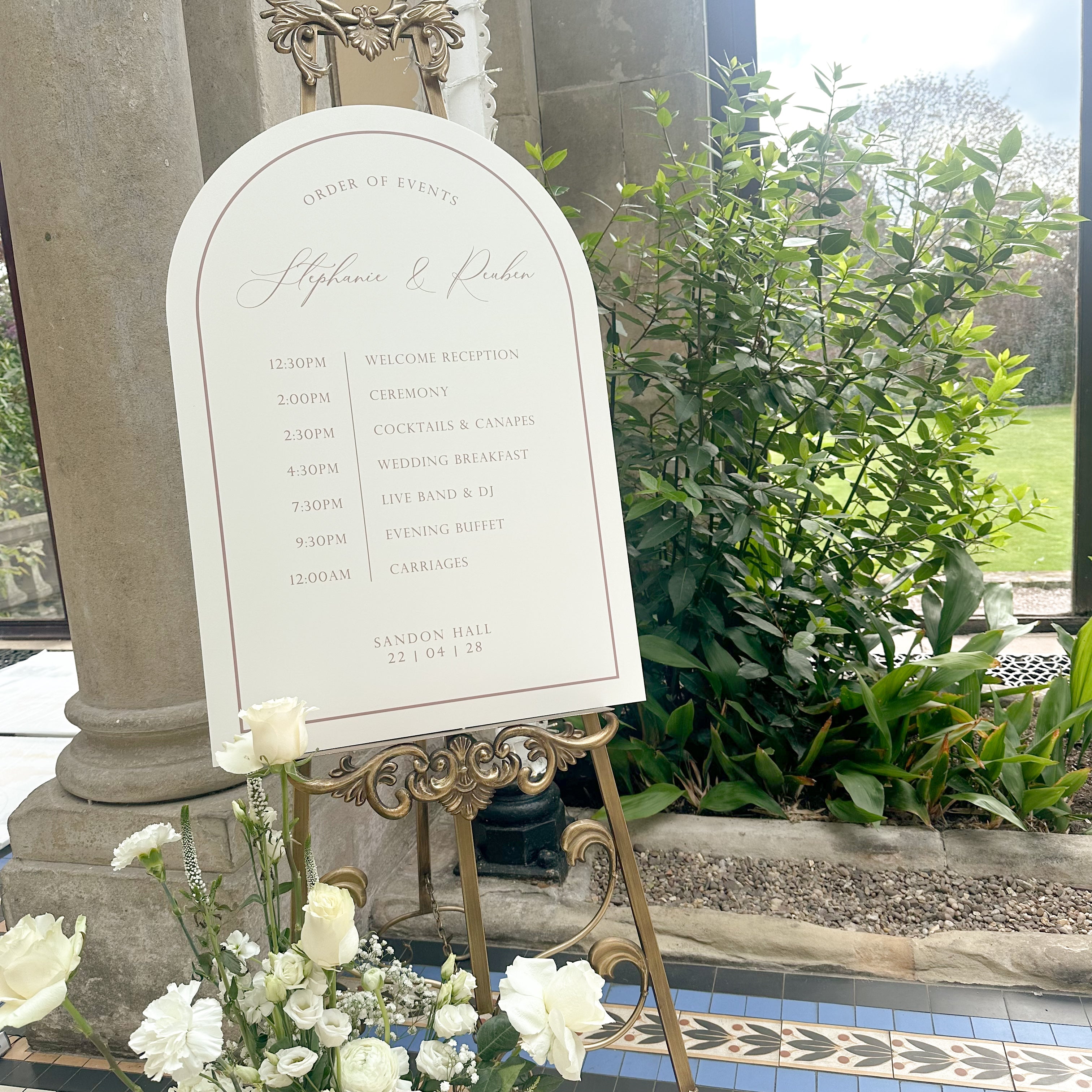 Pantone Inspired Ivory Wedding Order Of The Day Sign