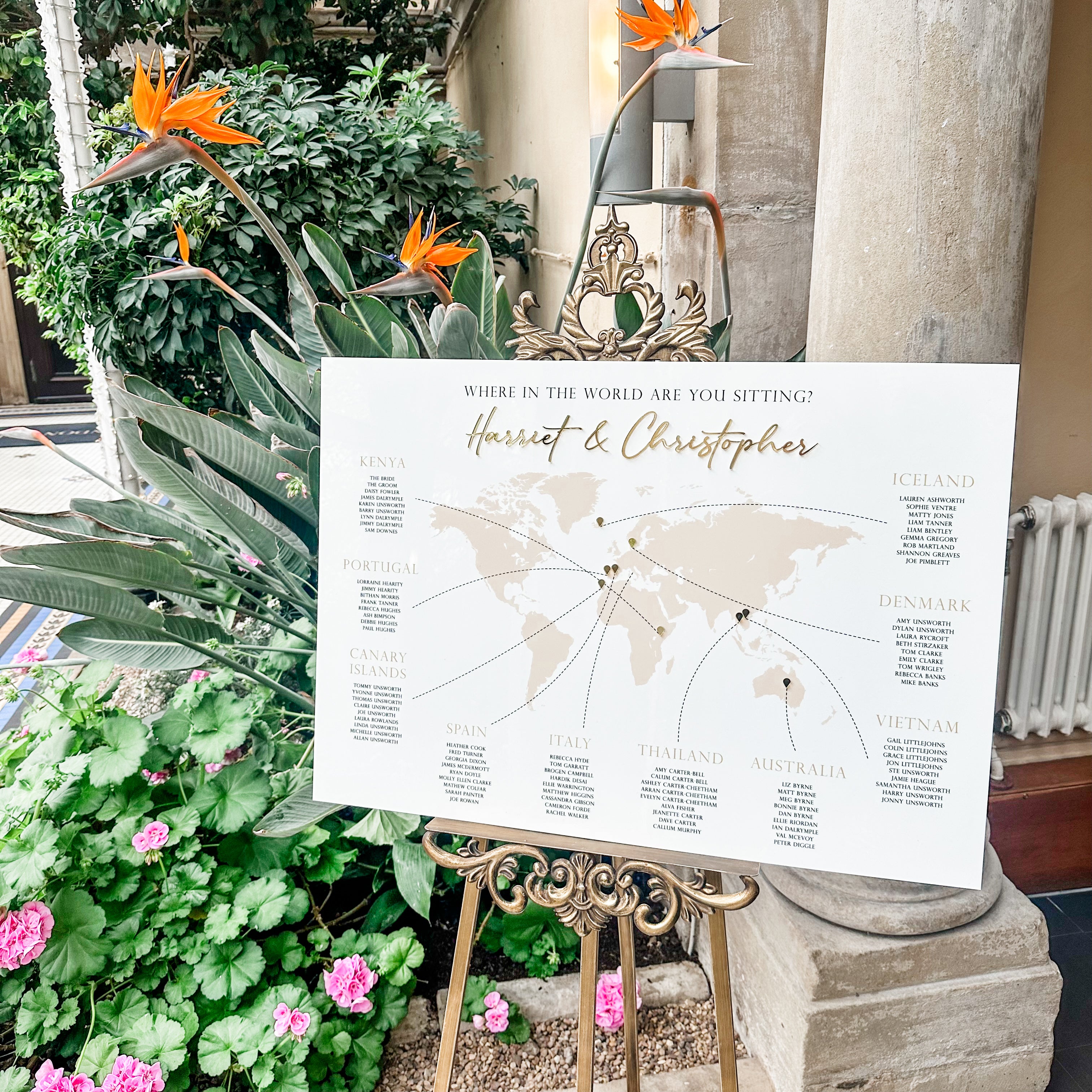 Unique Wedding Seating Plan - Countries