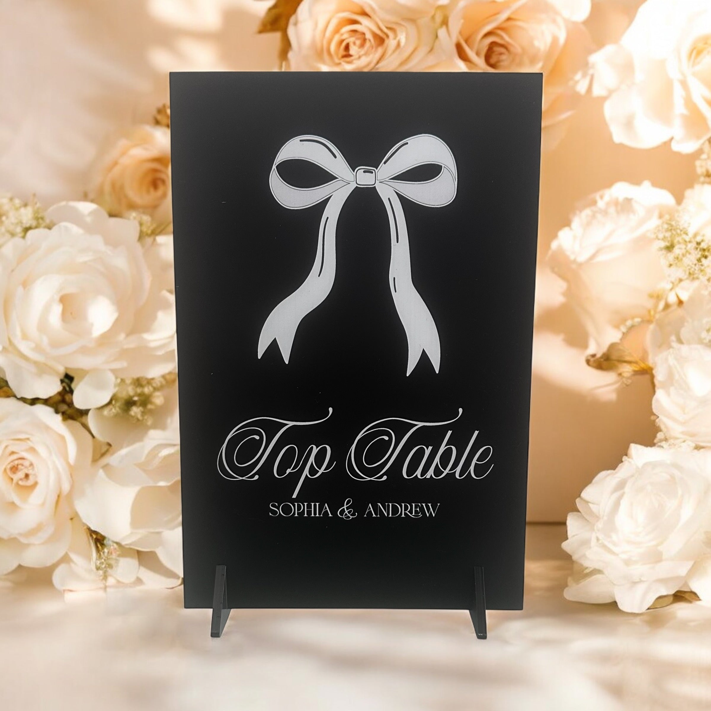 Ribbon & Bow Wedding Table Numbers, Personalised