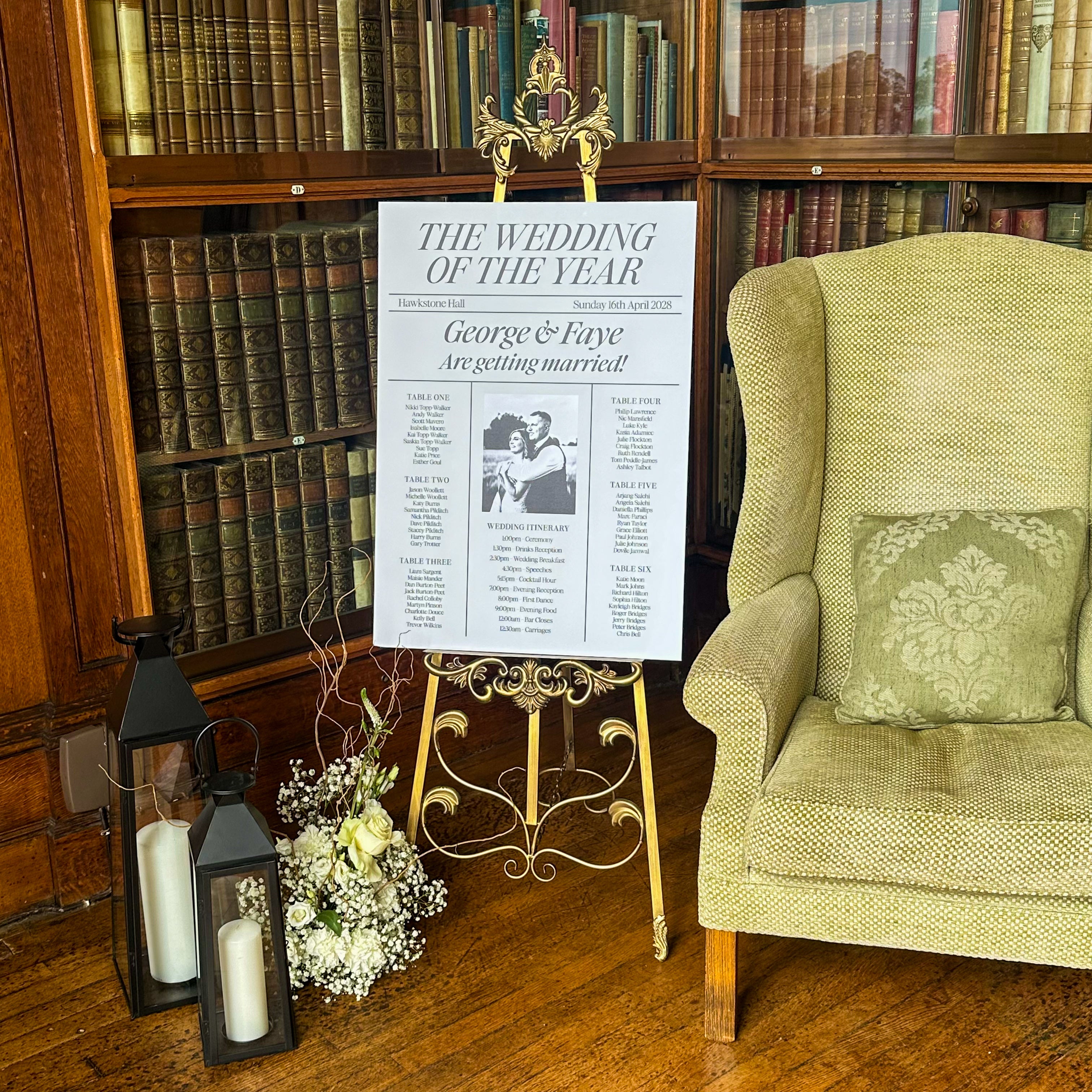 Wedding Welcome Sign Newspaper Style