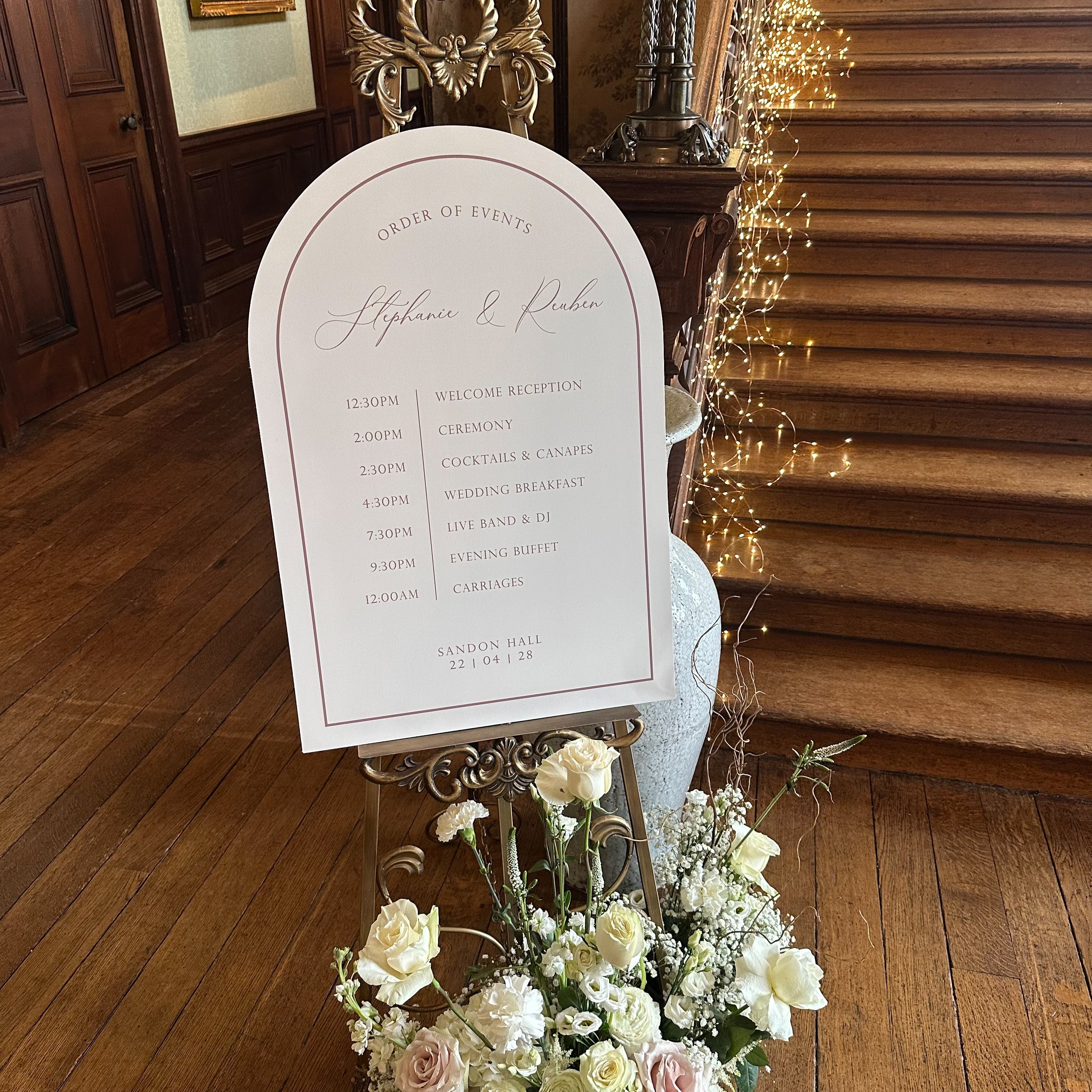 Pantone Inspired Ivory Wedding Timeline Sign