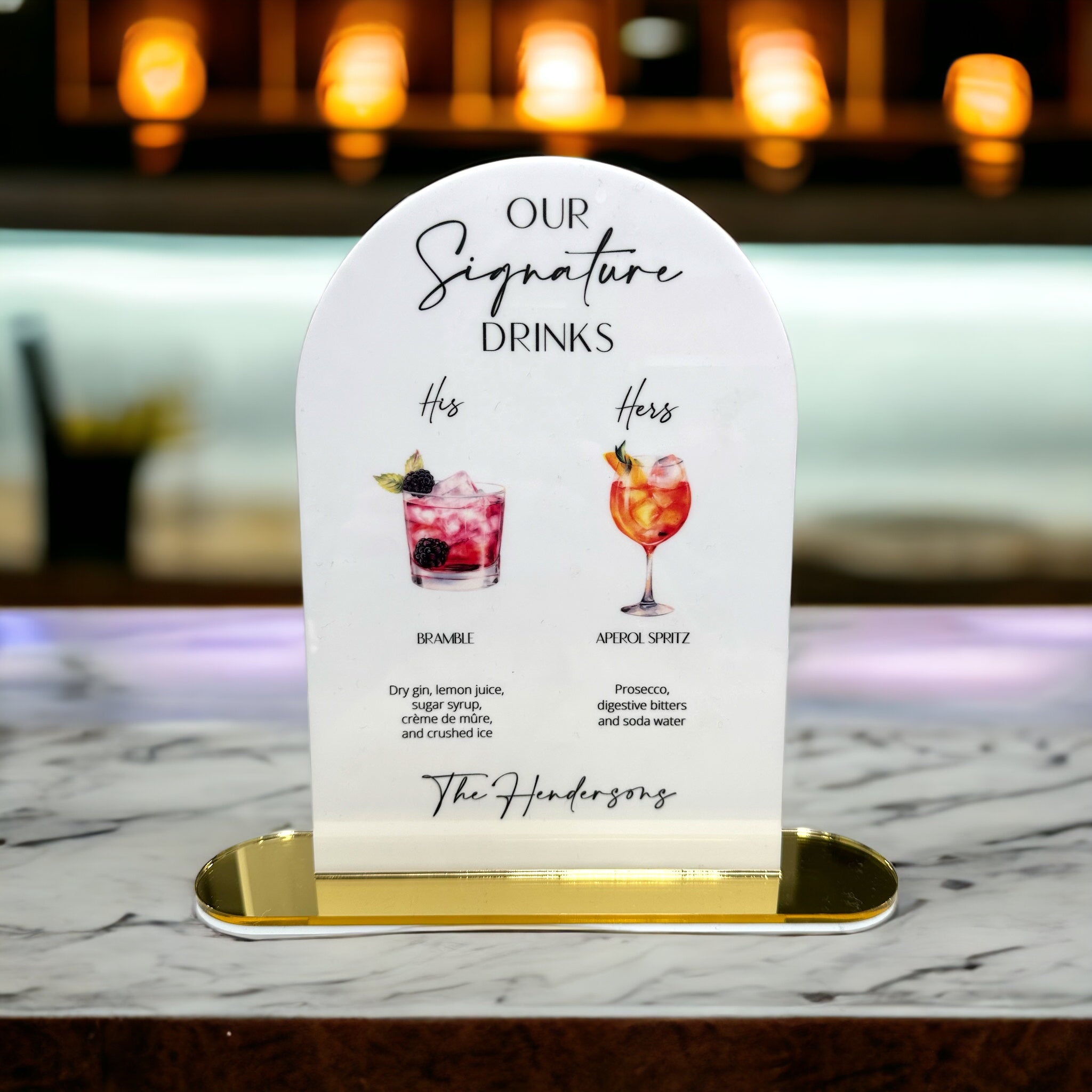 Wedding Personalised Bar Menu Sign