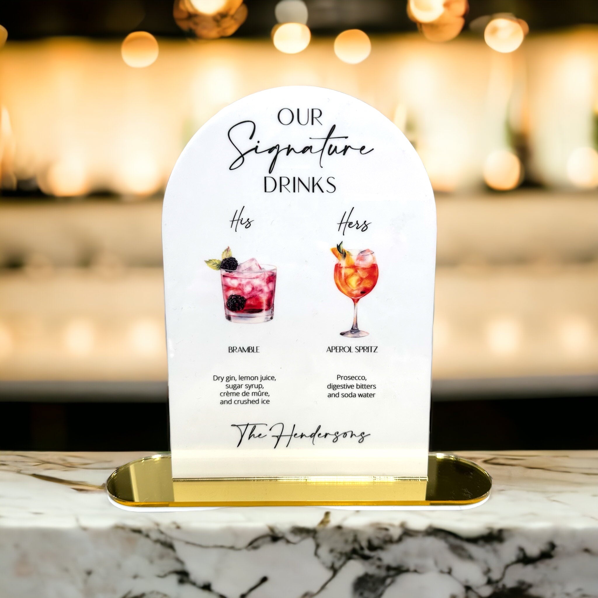 Bride & Grooms Signature Cocktails Sign