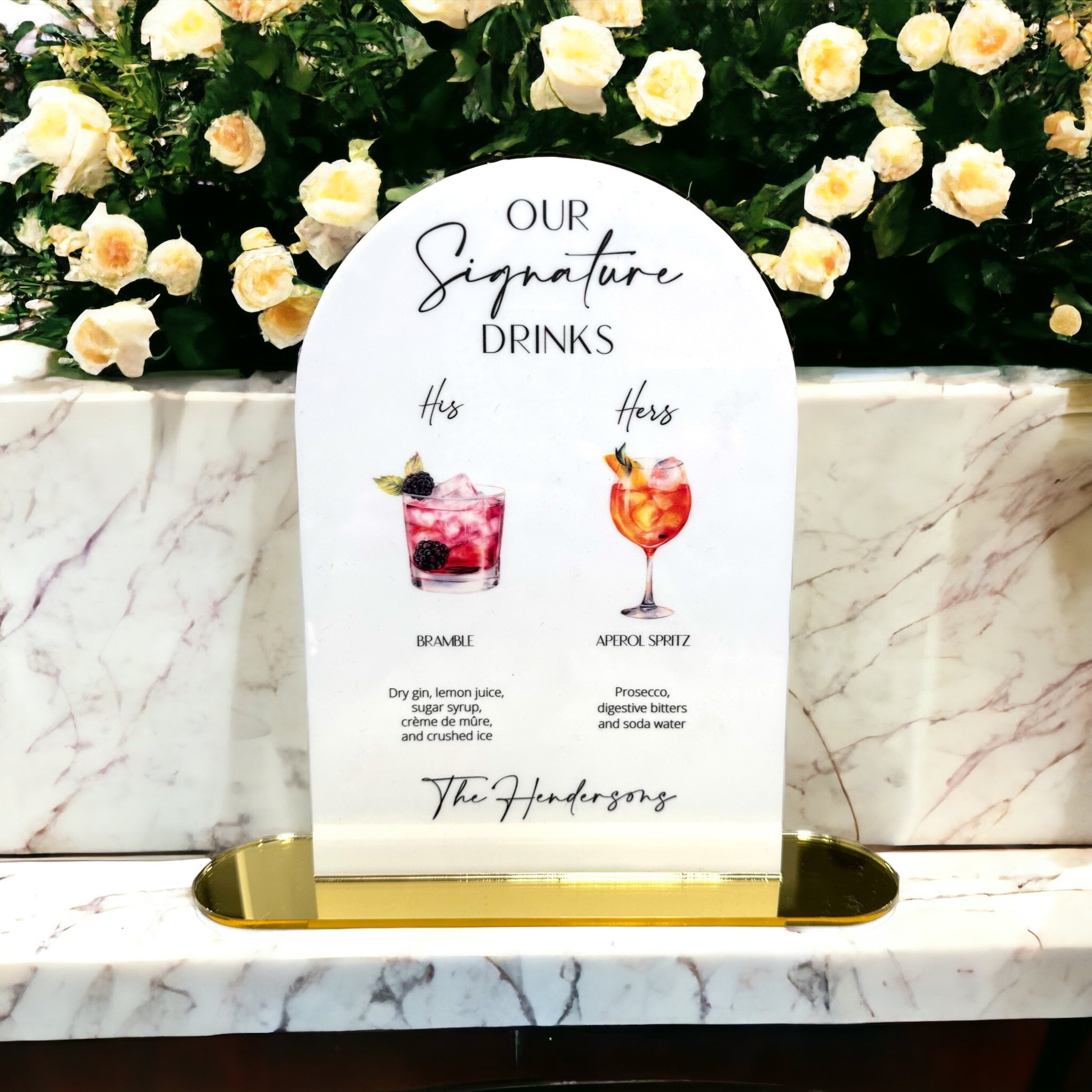 Wedding Luxury Cocktail Menu Sign