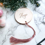 Luxury Mirror Circle Place Name With Tassel
