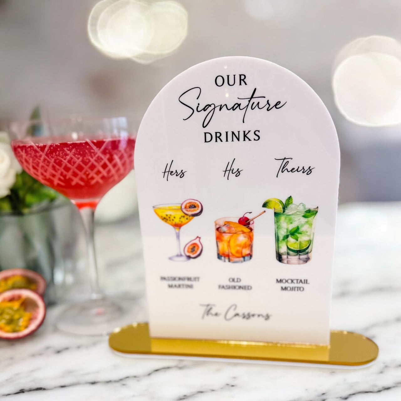 Luxury Personalised Wedding Signature Cocktail Menu
