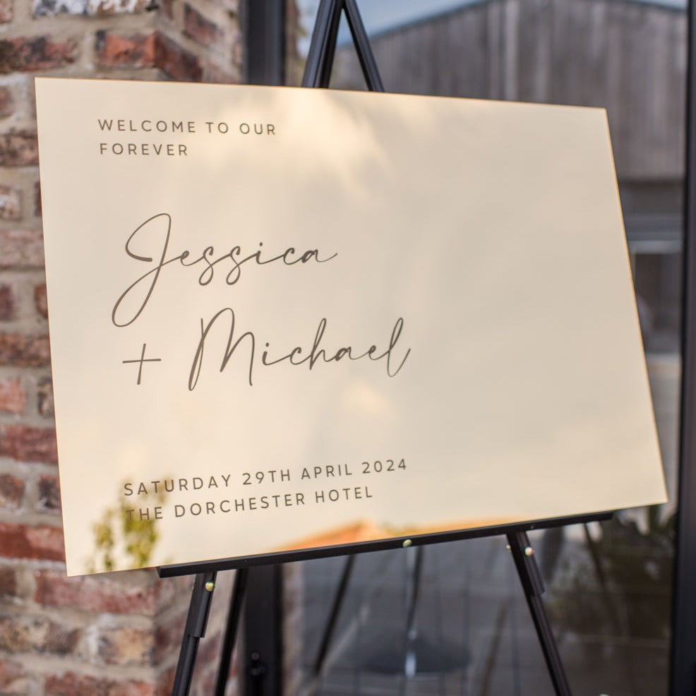 Luxury Gold Mirror Wedding Welcome Sign