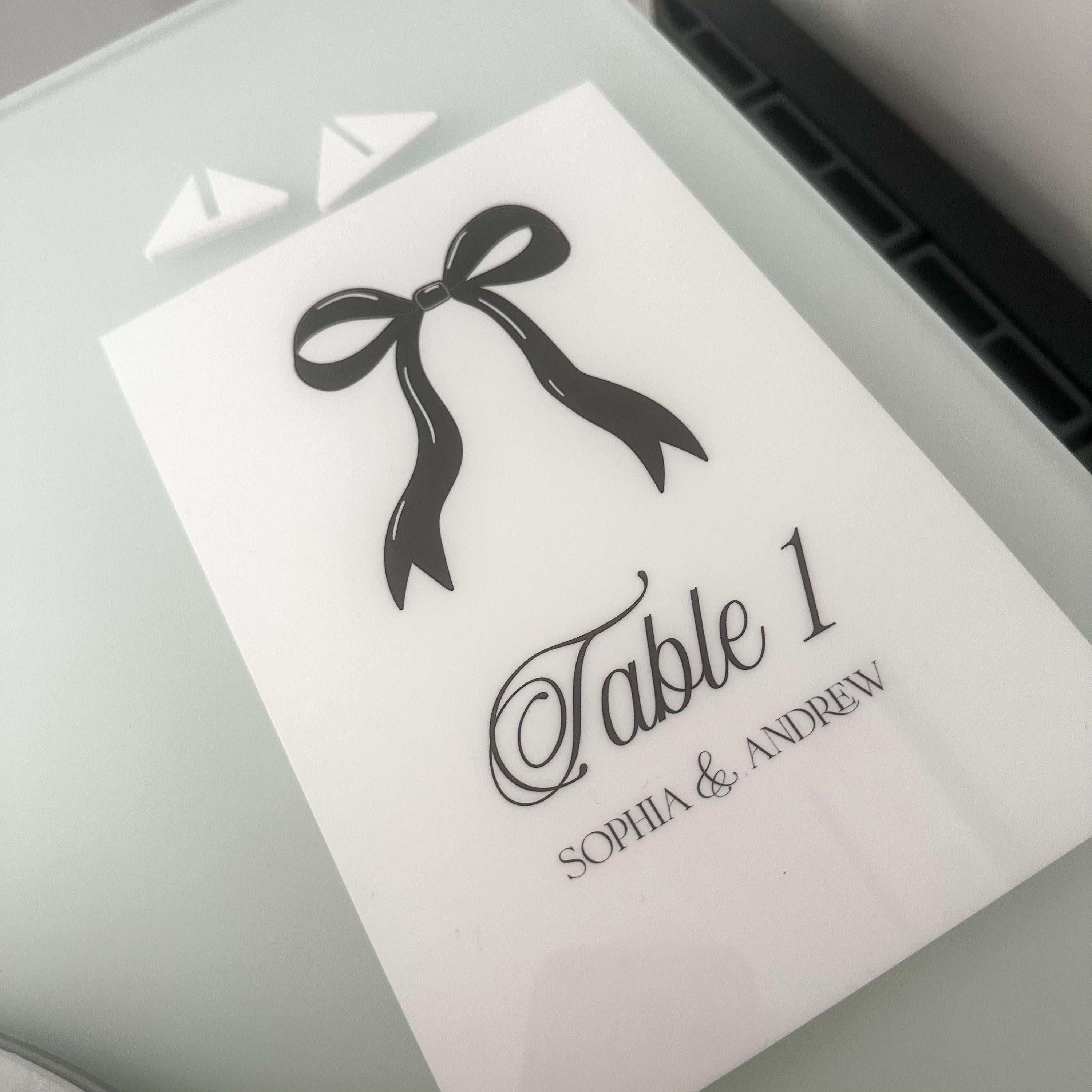 Personalised Luxury Bow Table Décor, Wedding Bows, Elegant Table Names