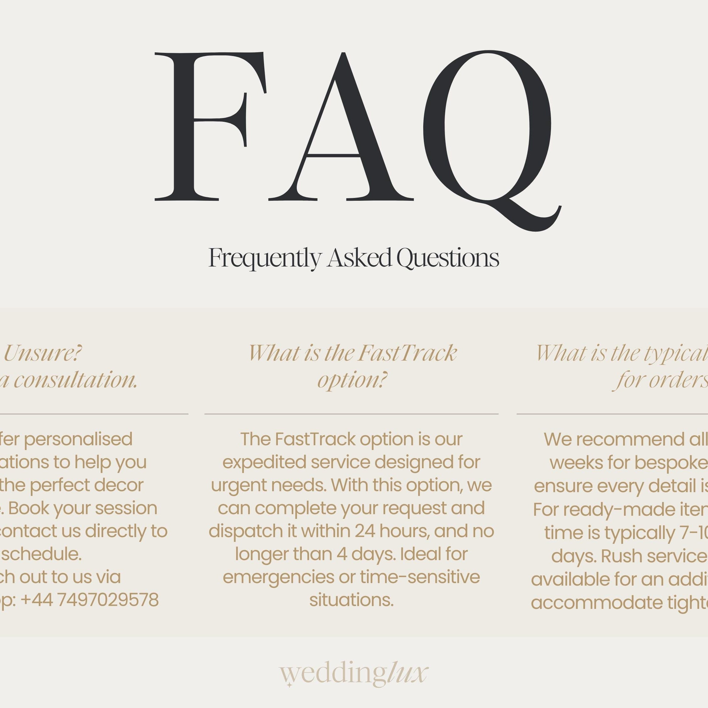 a series of frequently asked questions about a service, with three options listed for customers to choose from.