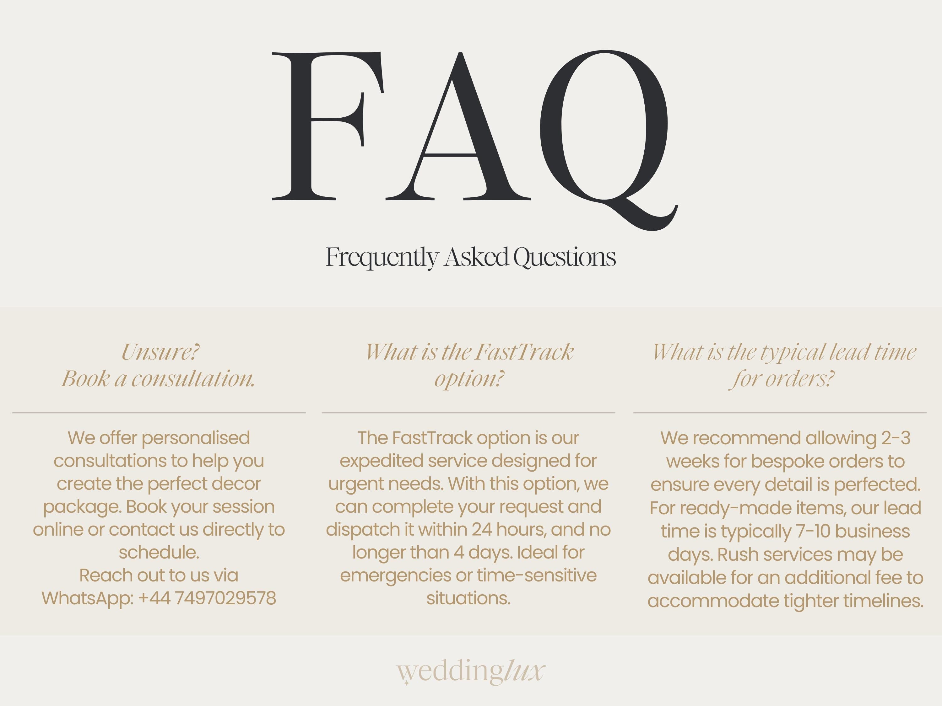 a series of frequently asked questions about a service, with three options listed for customers to choose from.