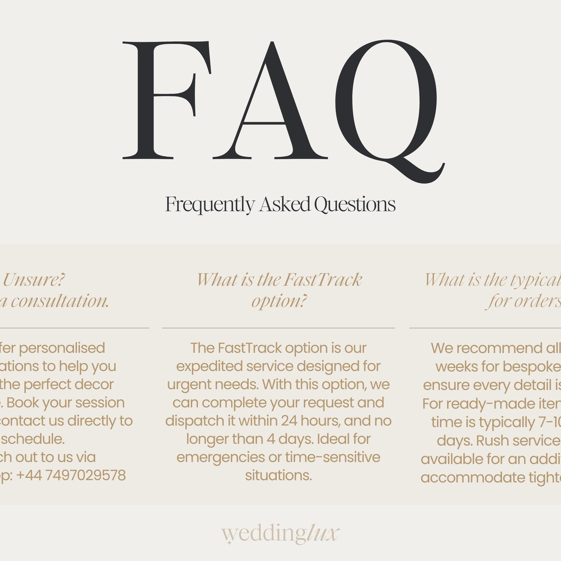 a series of frequently asked questions about a service, with three options listed for customers to choose from.