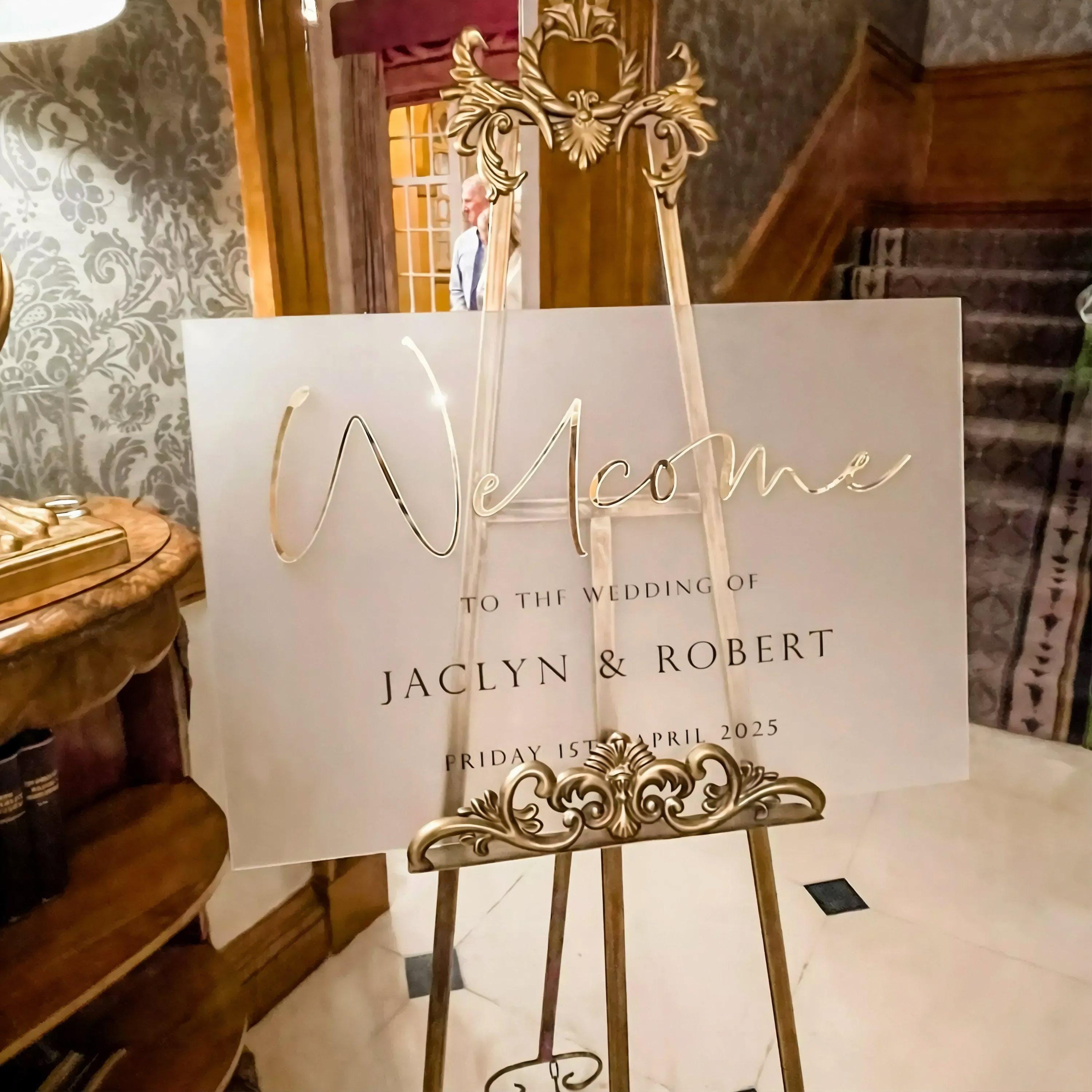 Gold Mirror Personalised Wedding Welcome Sign