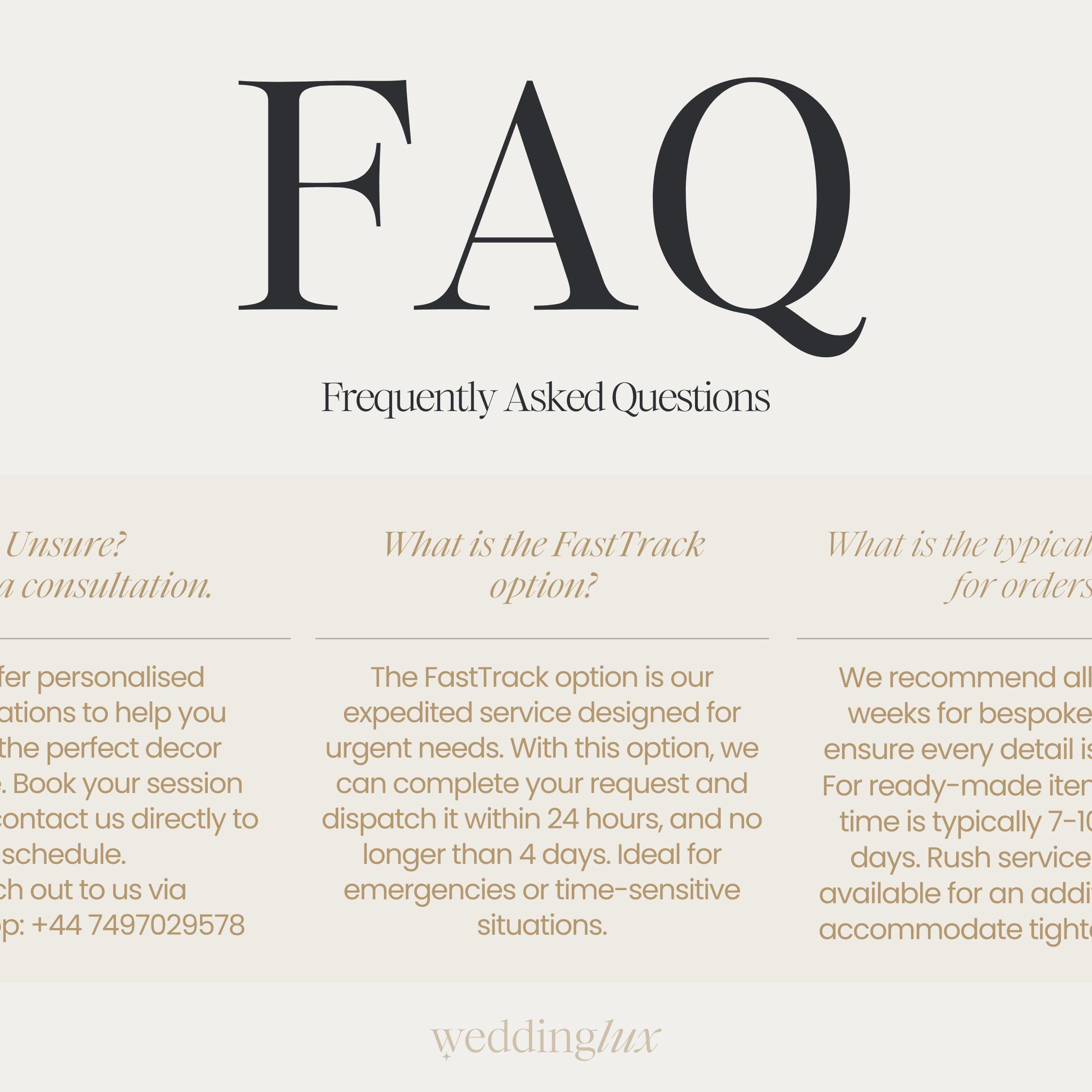 a series of frequently asked questions about a service, with three options listed for customers to choose from.
