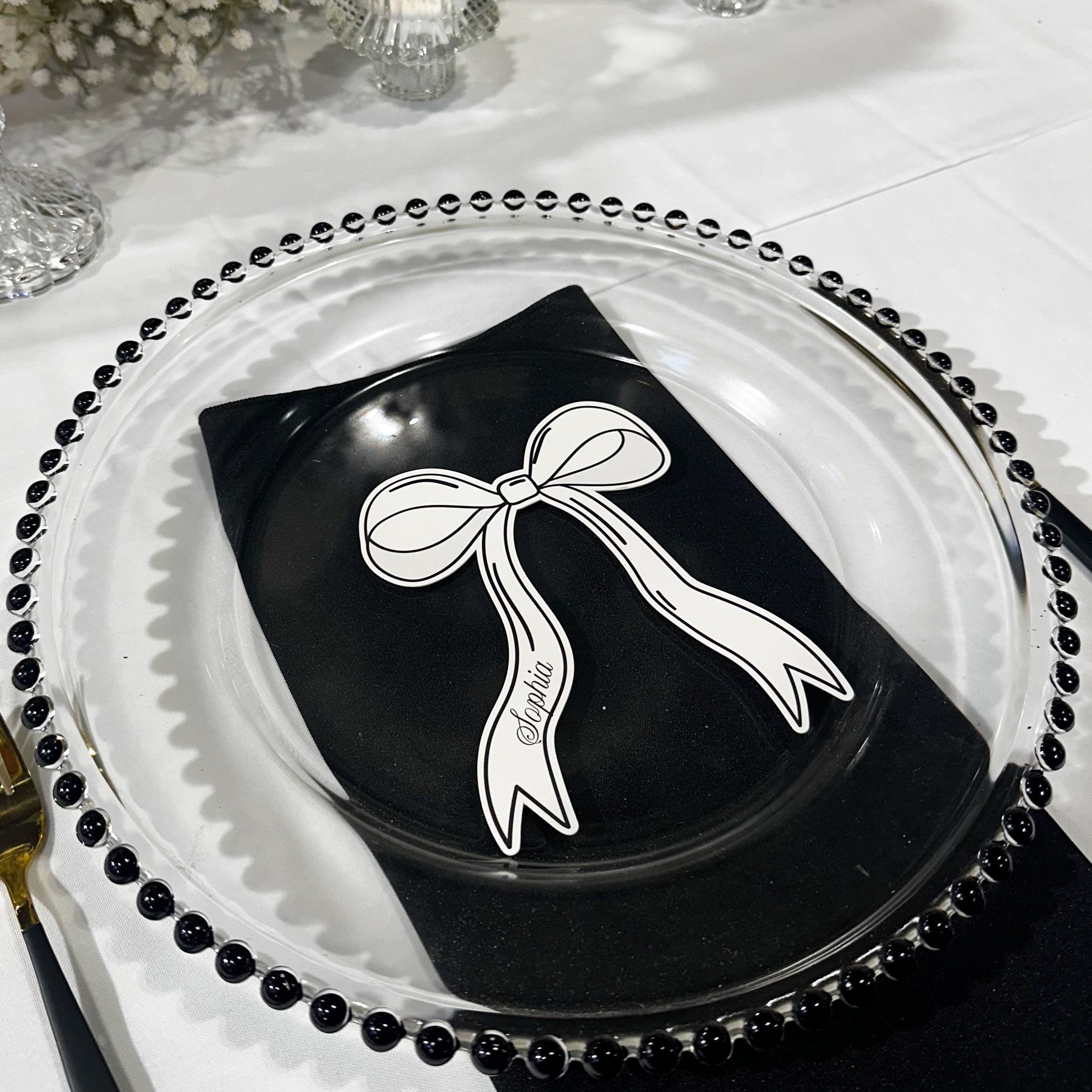 Ribbon & Bow Shaped Personalised Wedding Table Décor