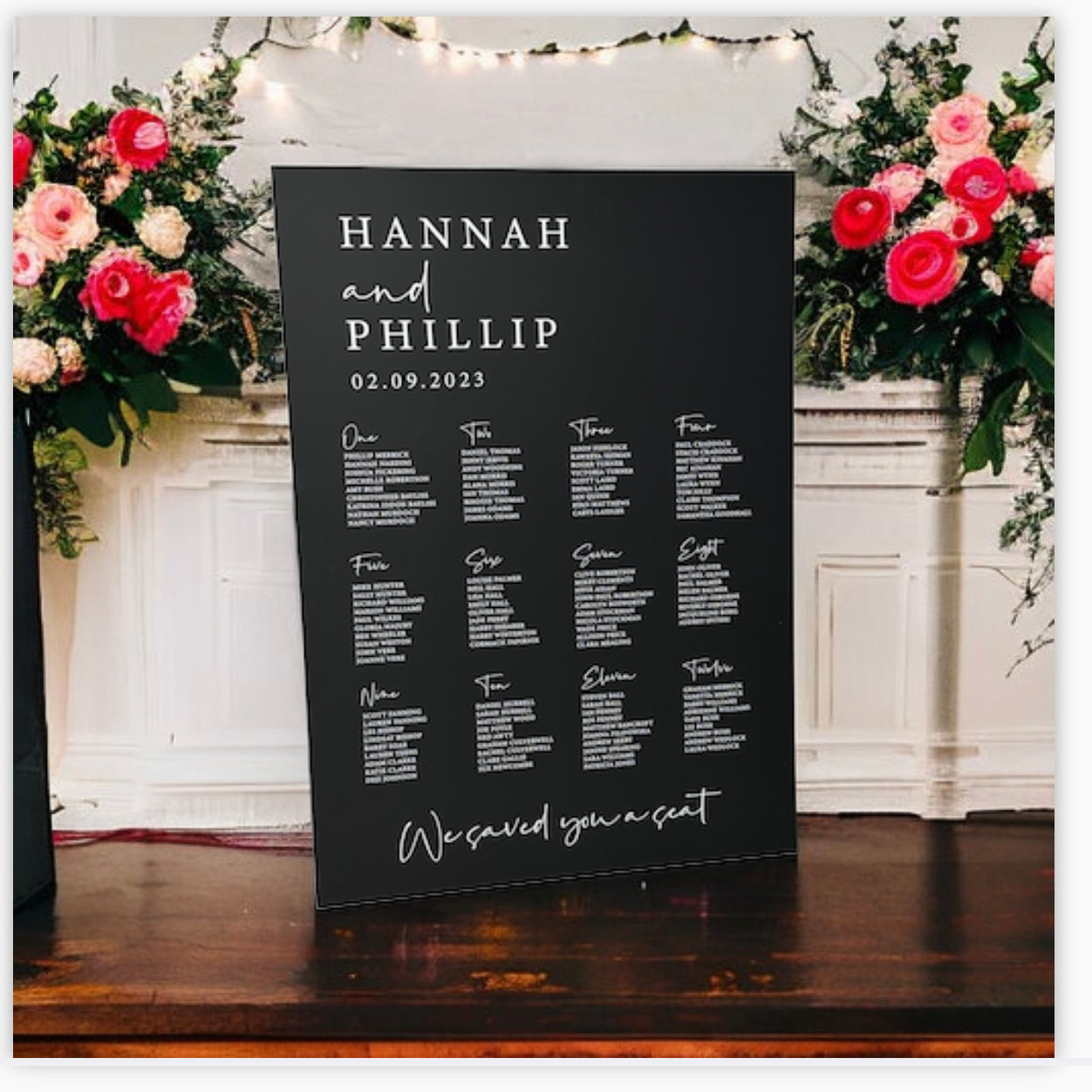 Black & White Wedding Seating Plan