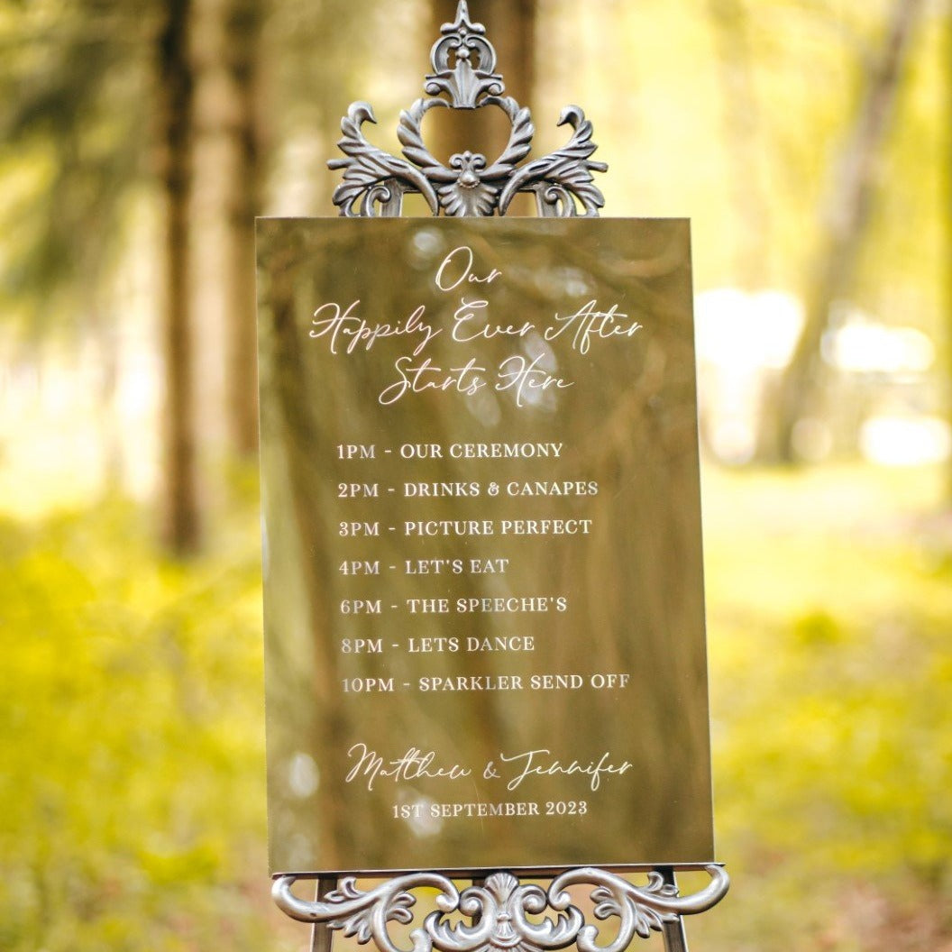 Gold Mirror Engraved Wedding Sign