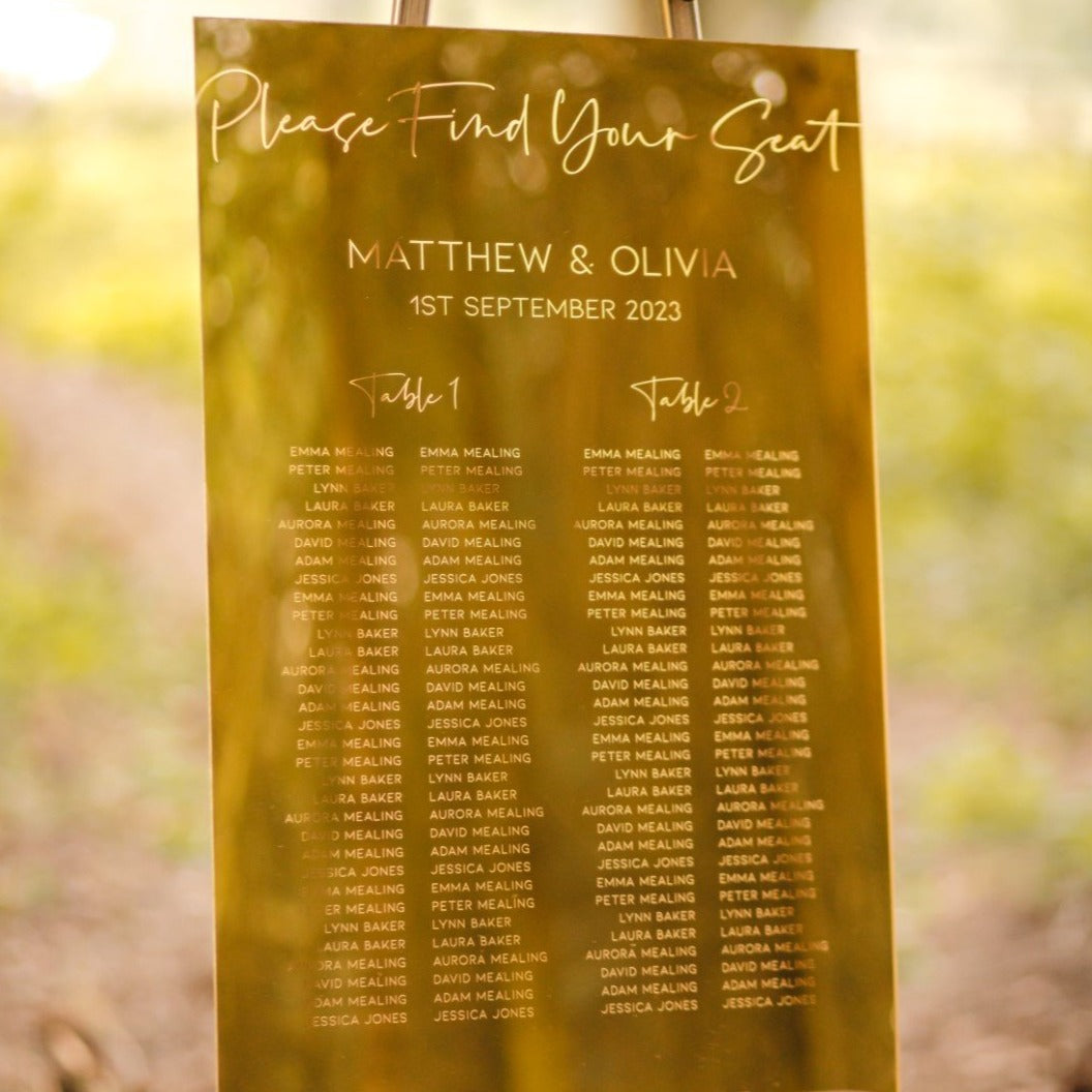 Mirror Engraved Table Plans