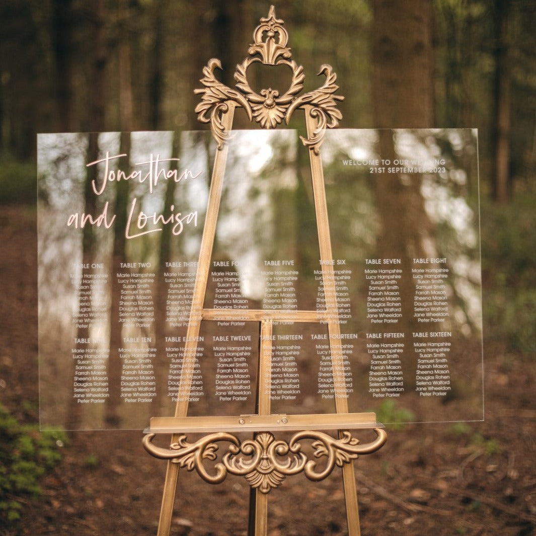 Mirror & Acrylic Wedding Table Plan