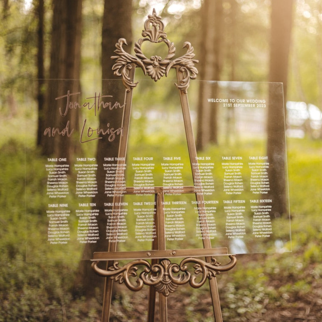 Large Acrylic Wedding Table Plan